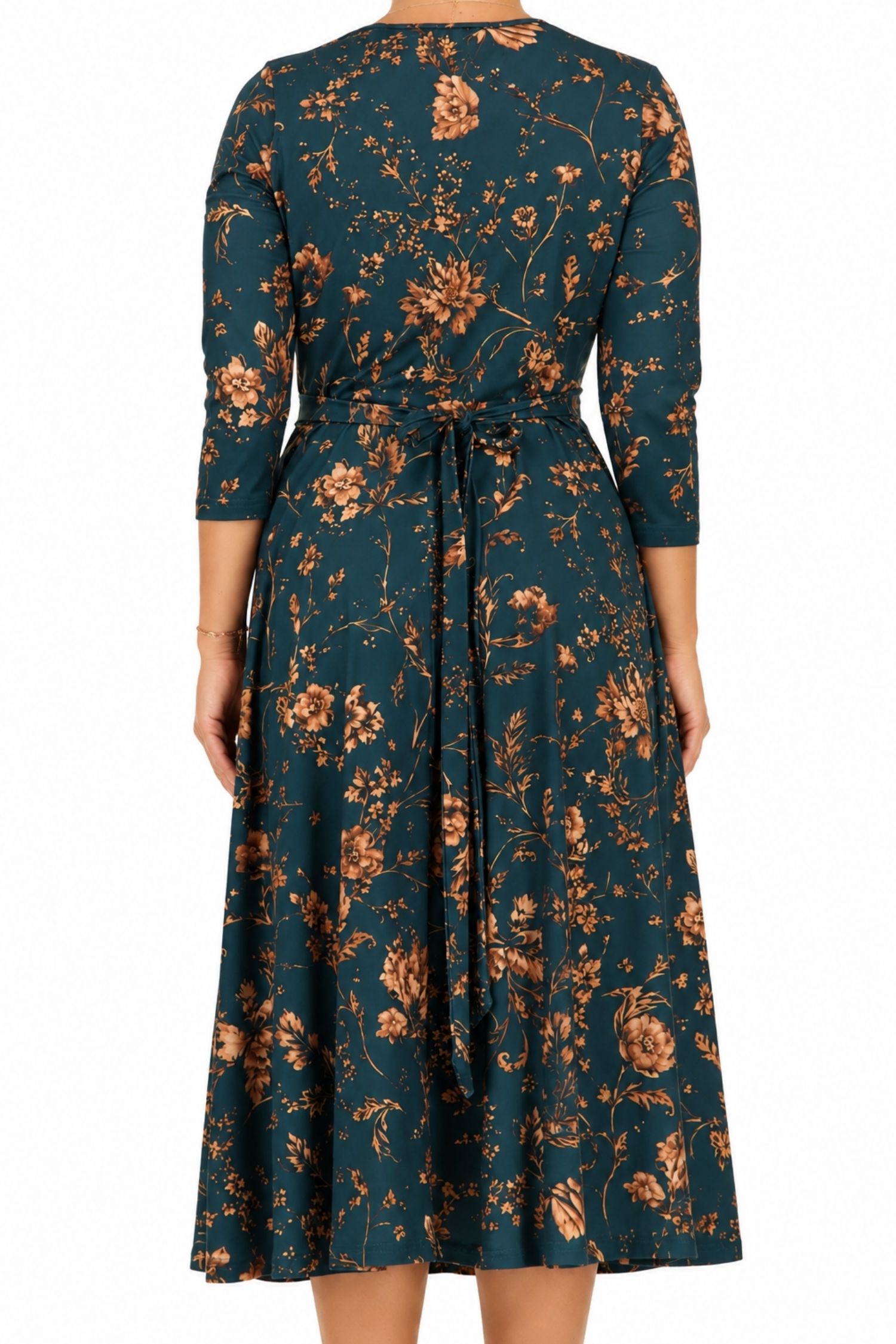 Rochie verde din modal midi clos floral 4 - StarShinerS.ro
