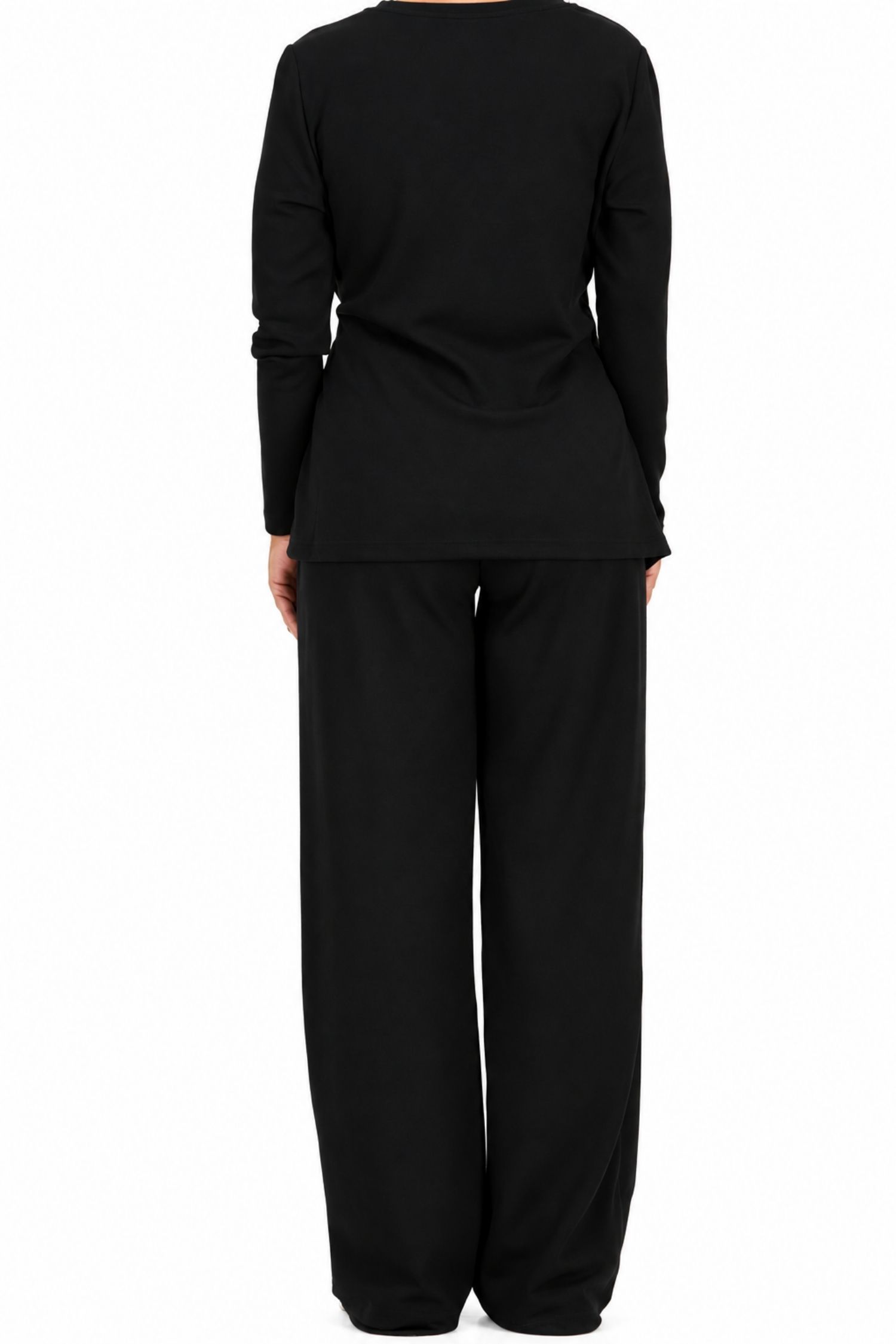 Trening din modal negru cu un croi larg si accesoriu auriu- SunShine 5 - StarShinerS.ro