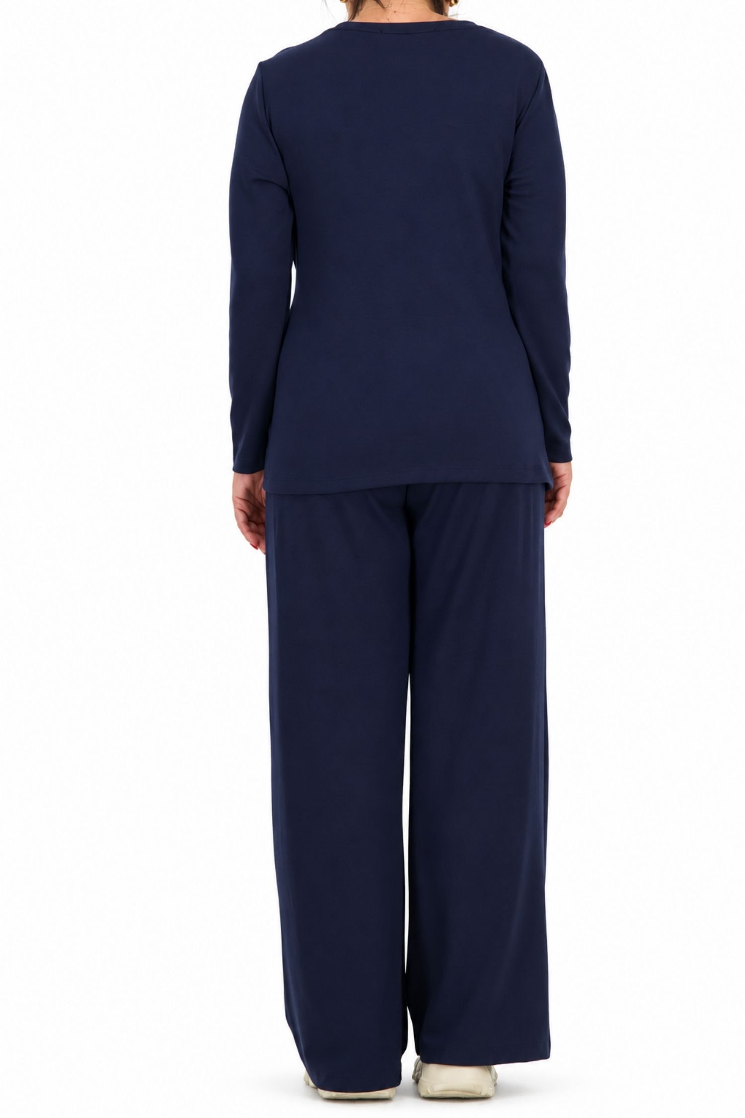 Trening din modal bleumarin cu un croi larg si accesoriu auriu- SunShine 5 - StarShinerS.ro
