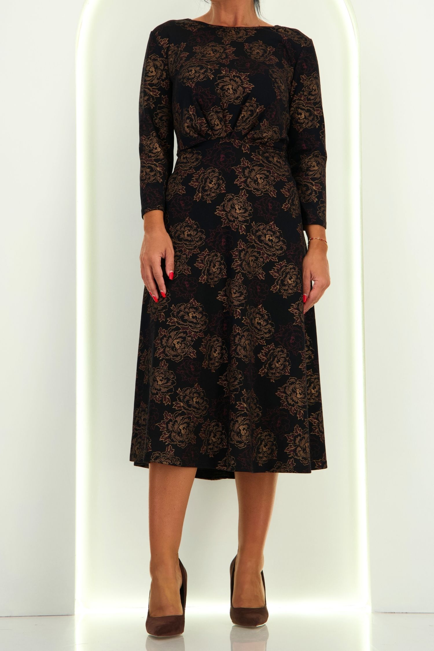 Rochie din jersey neagra midi in clos - StarShinerS 4 - StarShinerS.ro