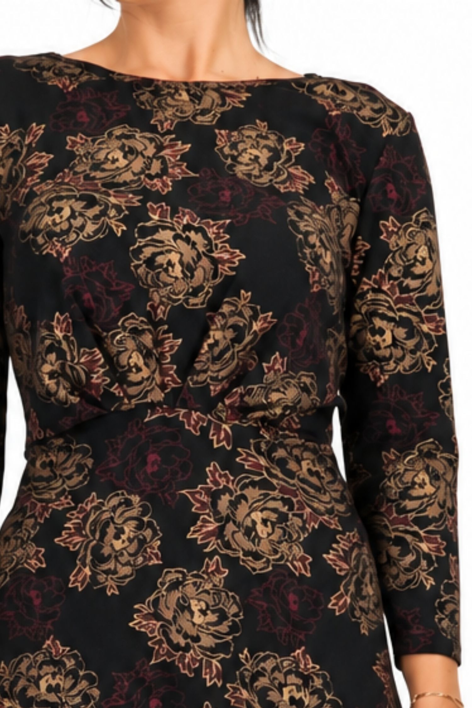 Rochie din jersey neagra midi in clos imprimata - StarShinerS 6 - StarShinerS.ro