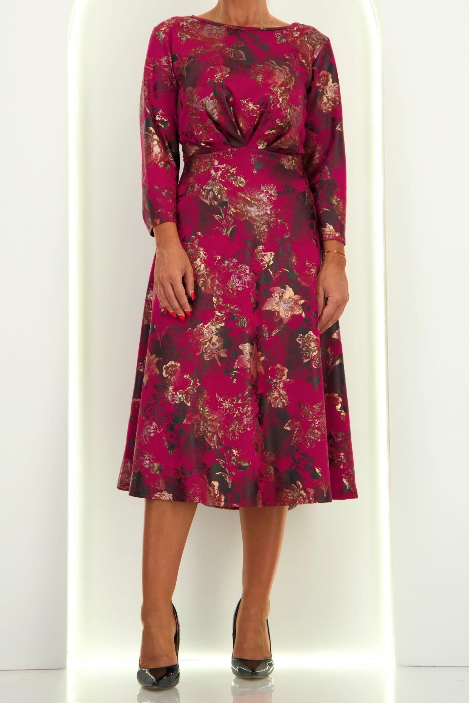 Rochie din jersey visinie midi in clos - StarShinerS 4 - StarShinerS.ro
