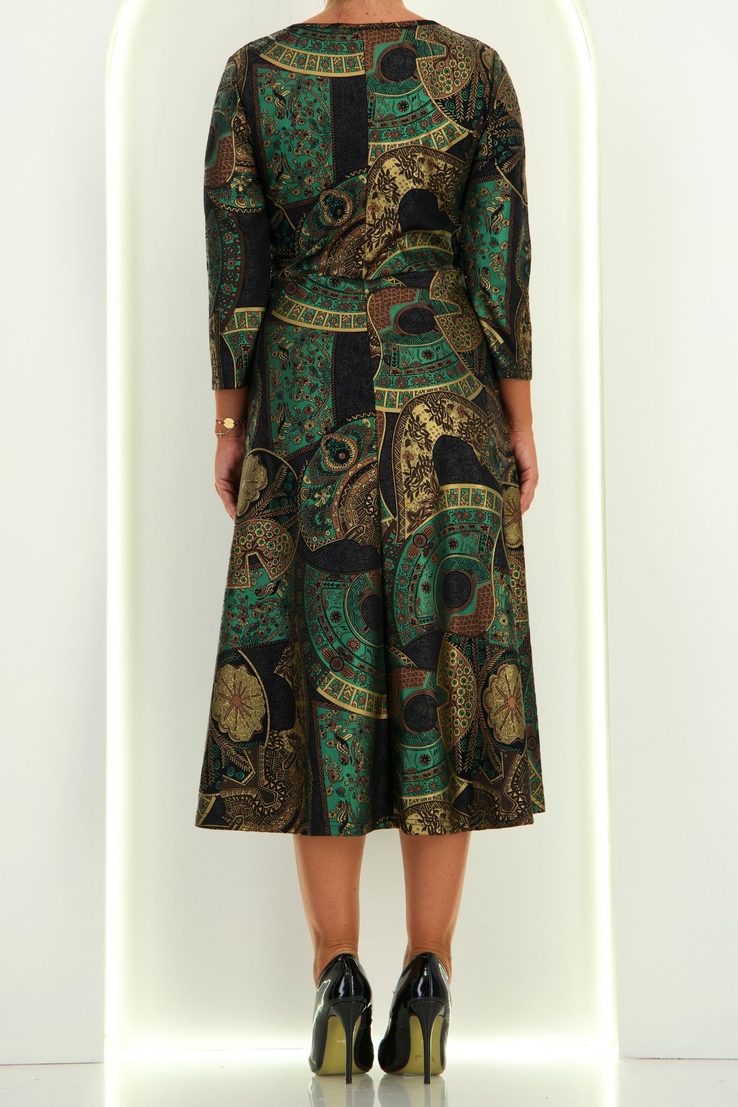 Rochie din jersey verde midi in clos - StarShinerS 4 - StarShinerS.ro
