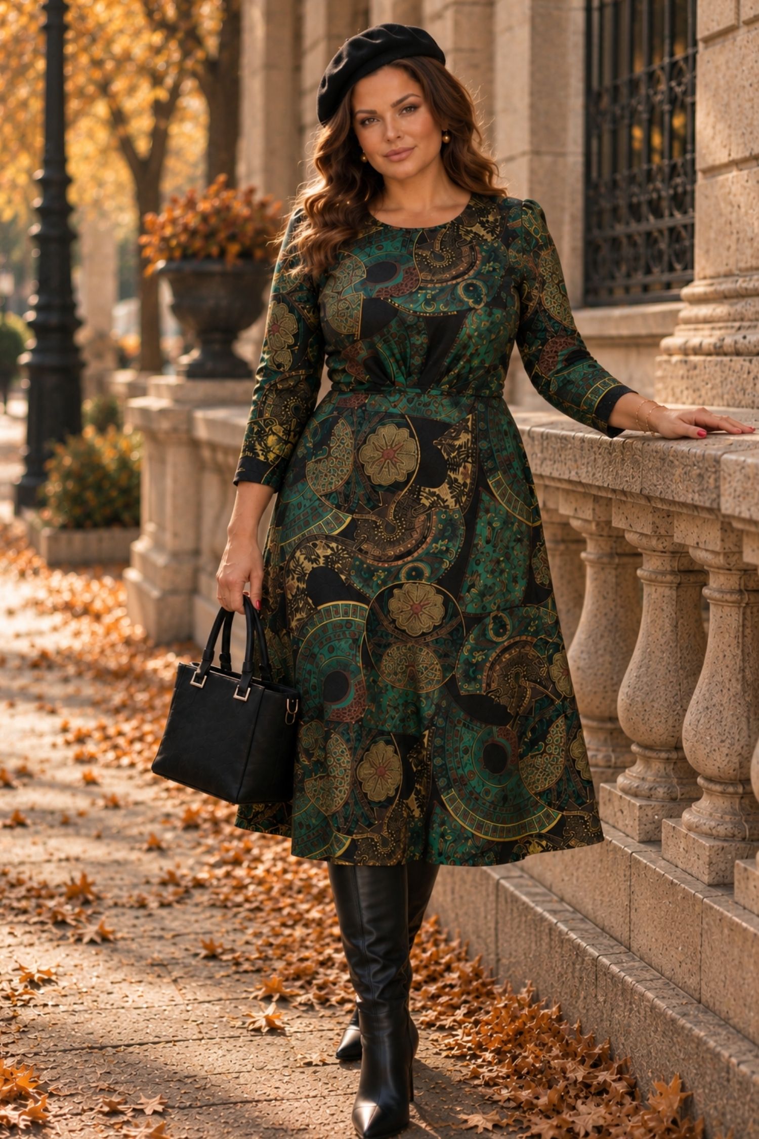Rochie din jersey verde midi in clos - StarShinerS 1 - StarShinerS.ro