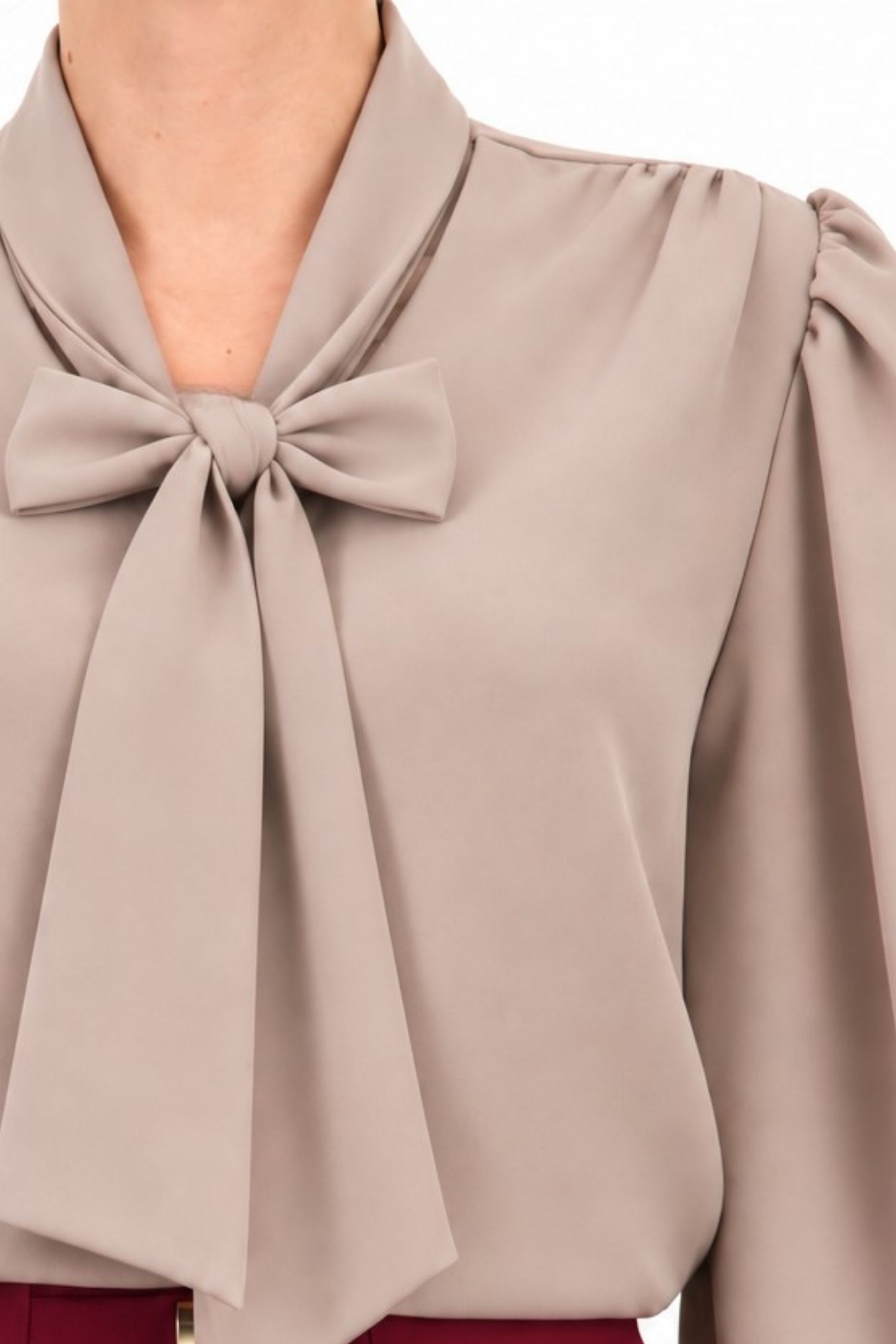 Bluza dama din viscoza mocha cu un croi larg si guler tip esarfa - StarShinerS 7 - StarShinerS.ro