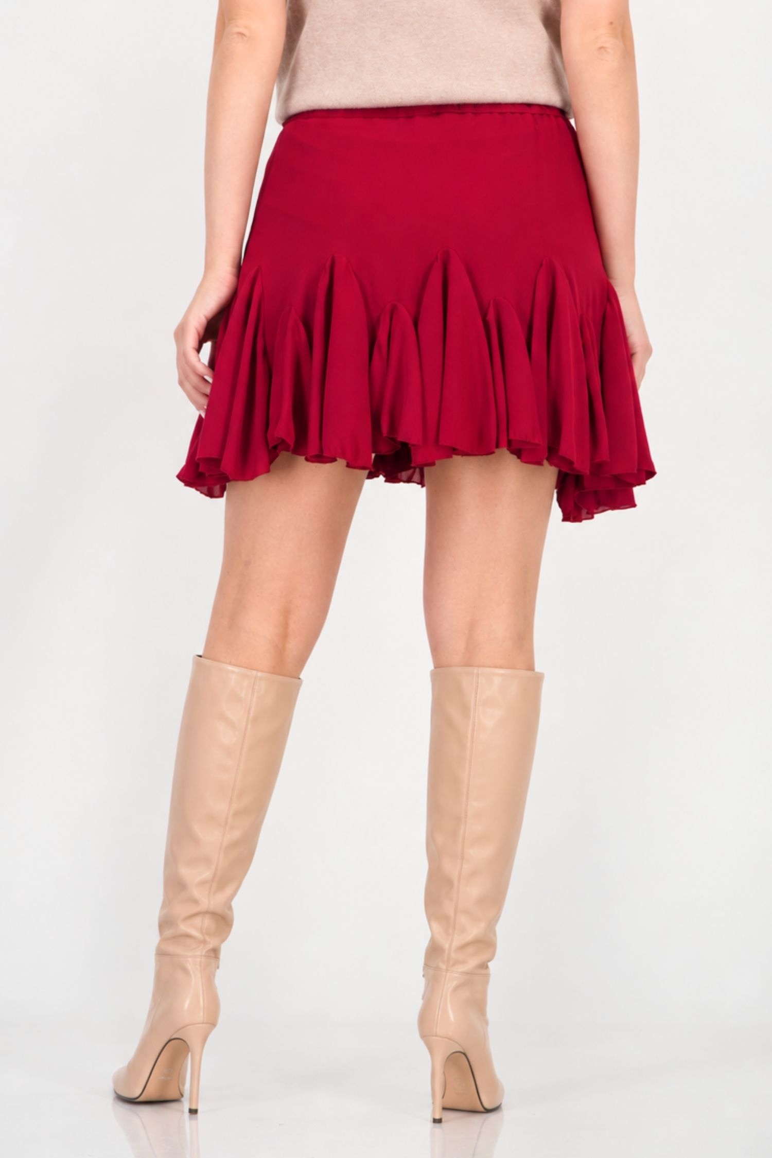 Fusta din voal visinie scurta in clos cu elastic in talie 3 - StarShinerS.ro