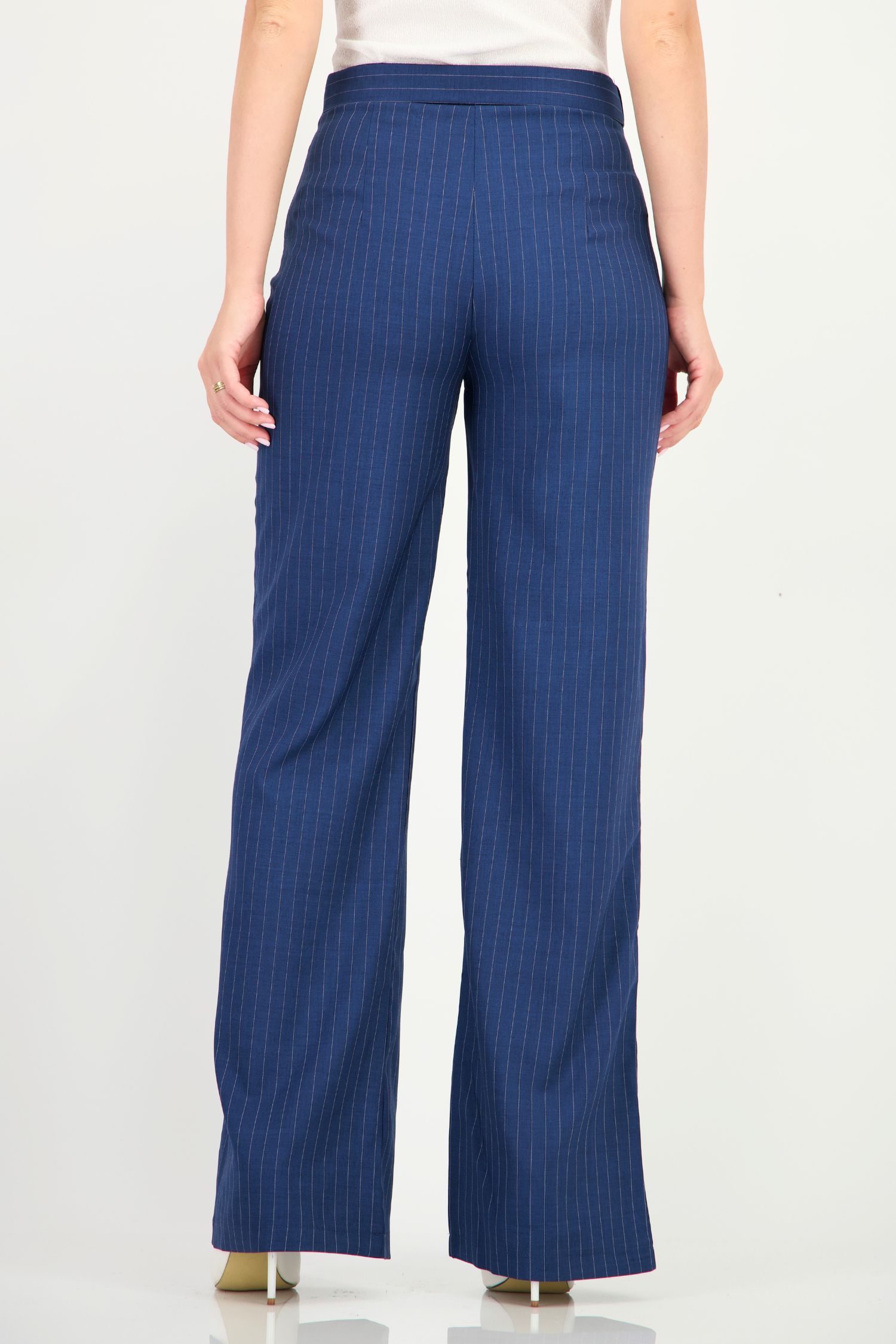Pantaloni bleumarin cu dungi cu un croi drept si cordon detasabil- StarShinerS 5 - StarShinerS.ro