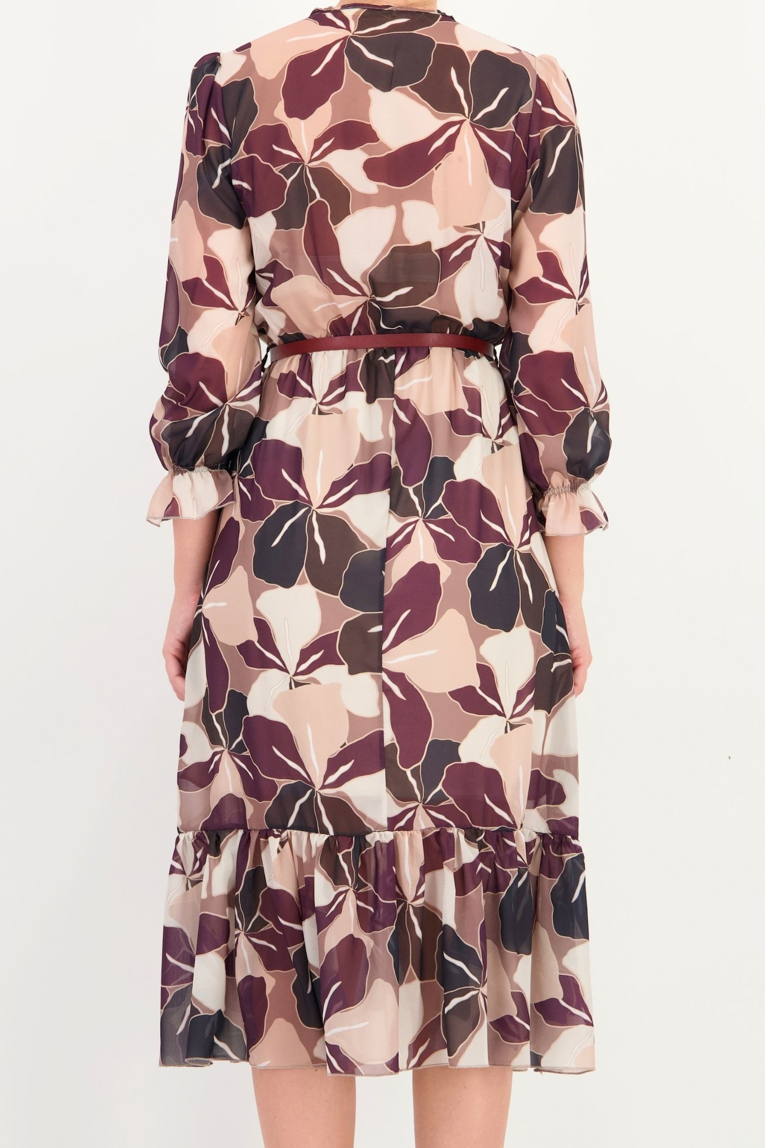 Rochie din voal visinie midi in clos cu elastic in talie si curea detasabila - StarShinerS 4 - StarShinerS.ro