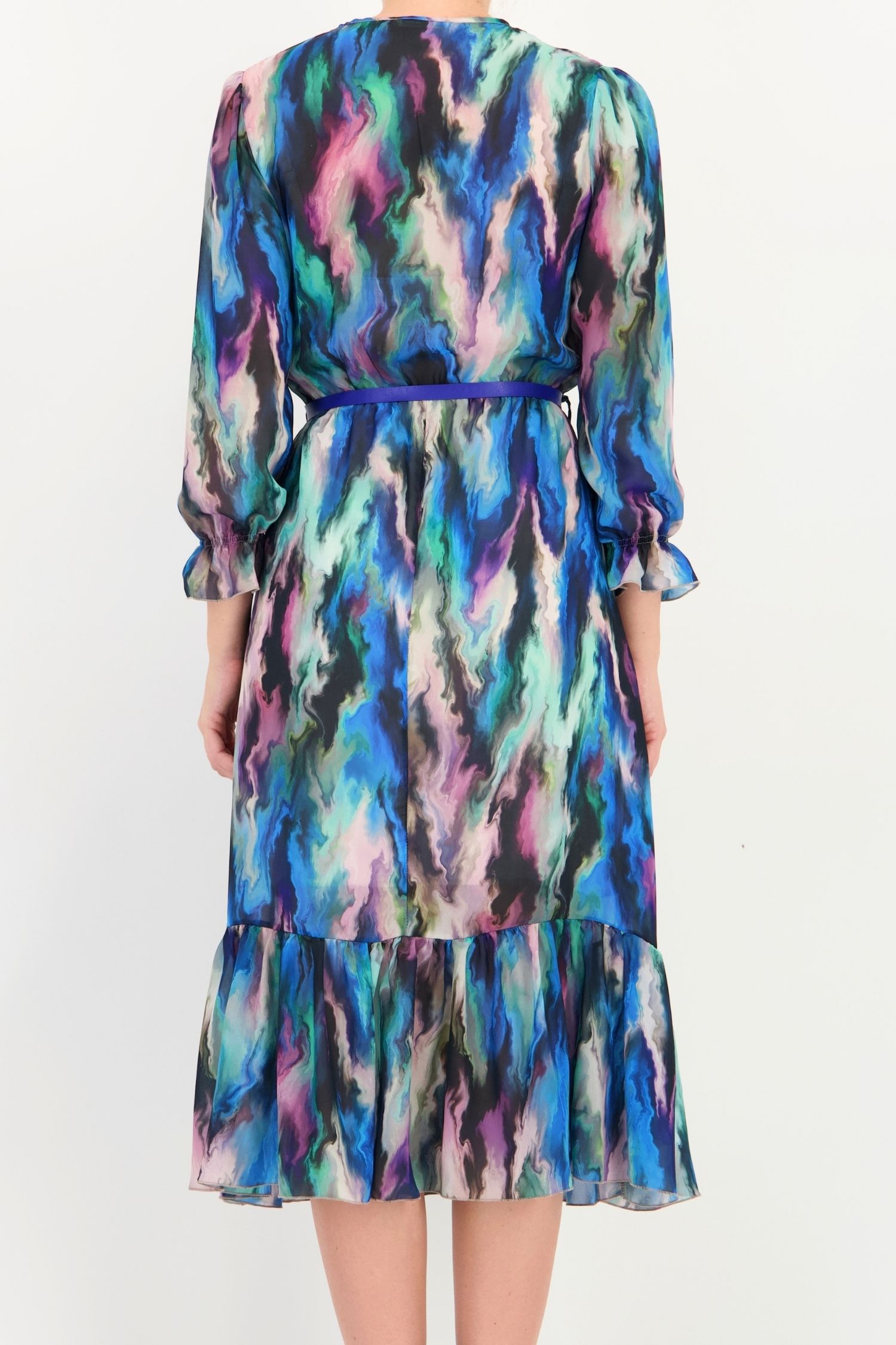 Rochie din voal albastra midi in clos cu elastic in talie si curea detasabila - StarShinerS 4 - StarShinerS.ro