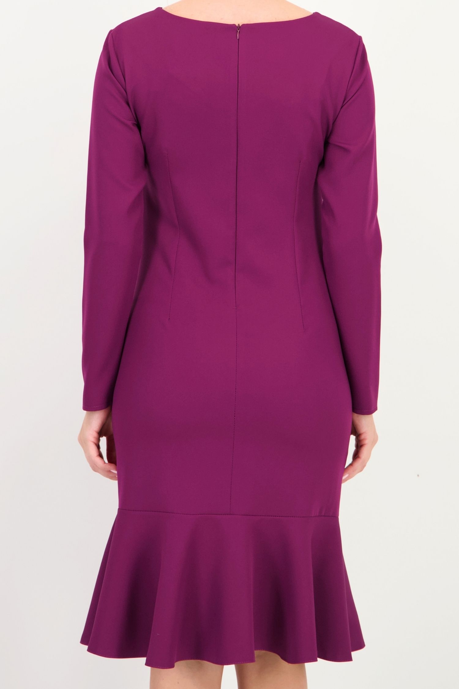 Rochie zmeura până la genunchi tip creion accesorizata cu brosa - StarShinerS 4 - StarShinerS.ro