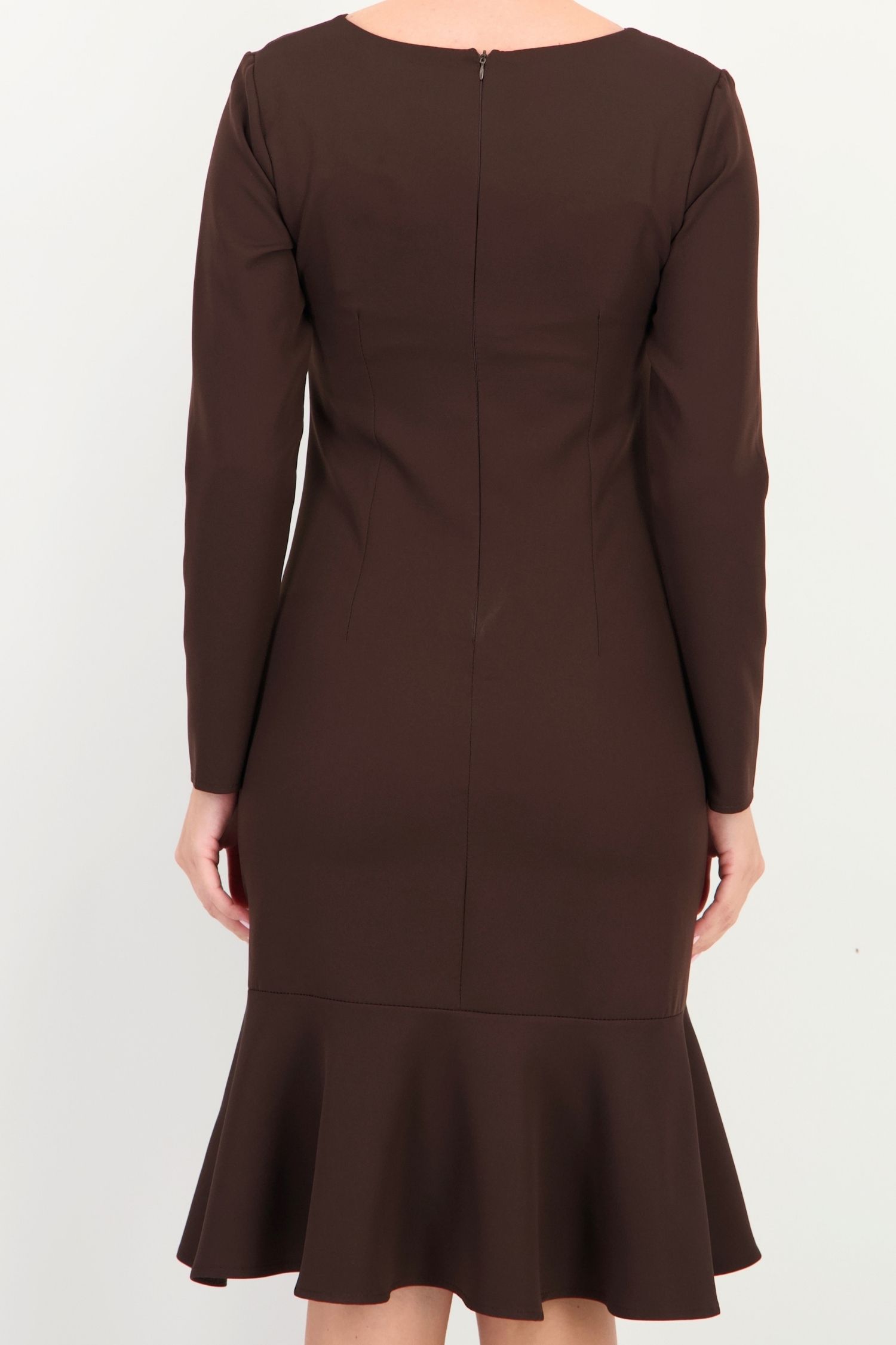 Rochie maro până la genunchi tip creion accesorizata cu brosa - StarShinerS 5 - StarShinerS.ro