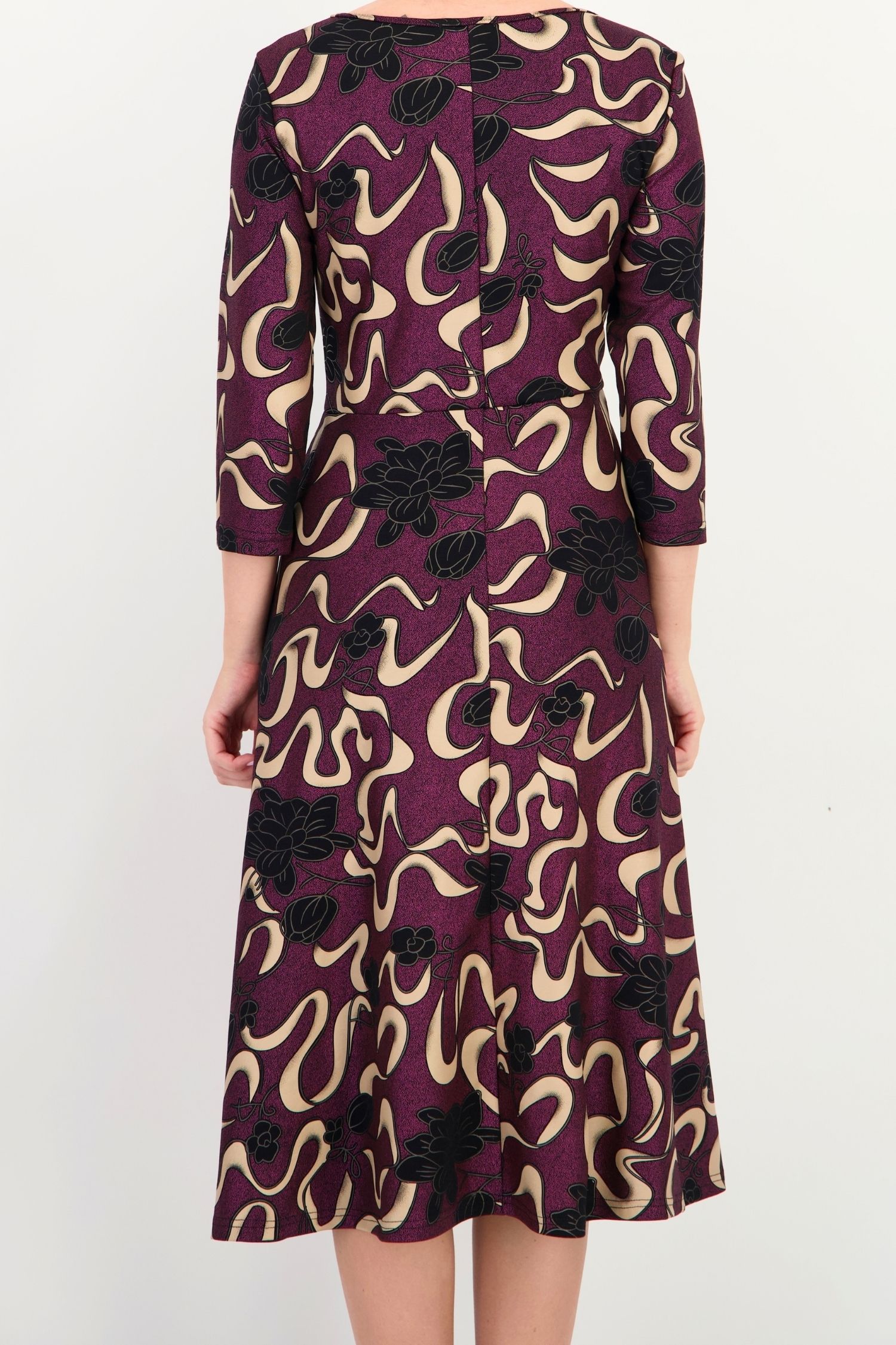 Rochie din jersey visinie midi in clos imprimata - StarShinerS 4 - StarShinerS.ro