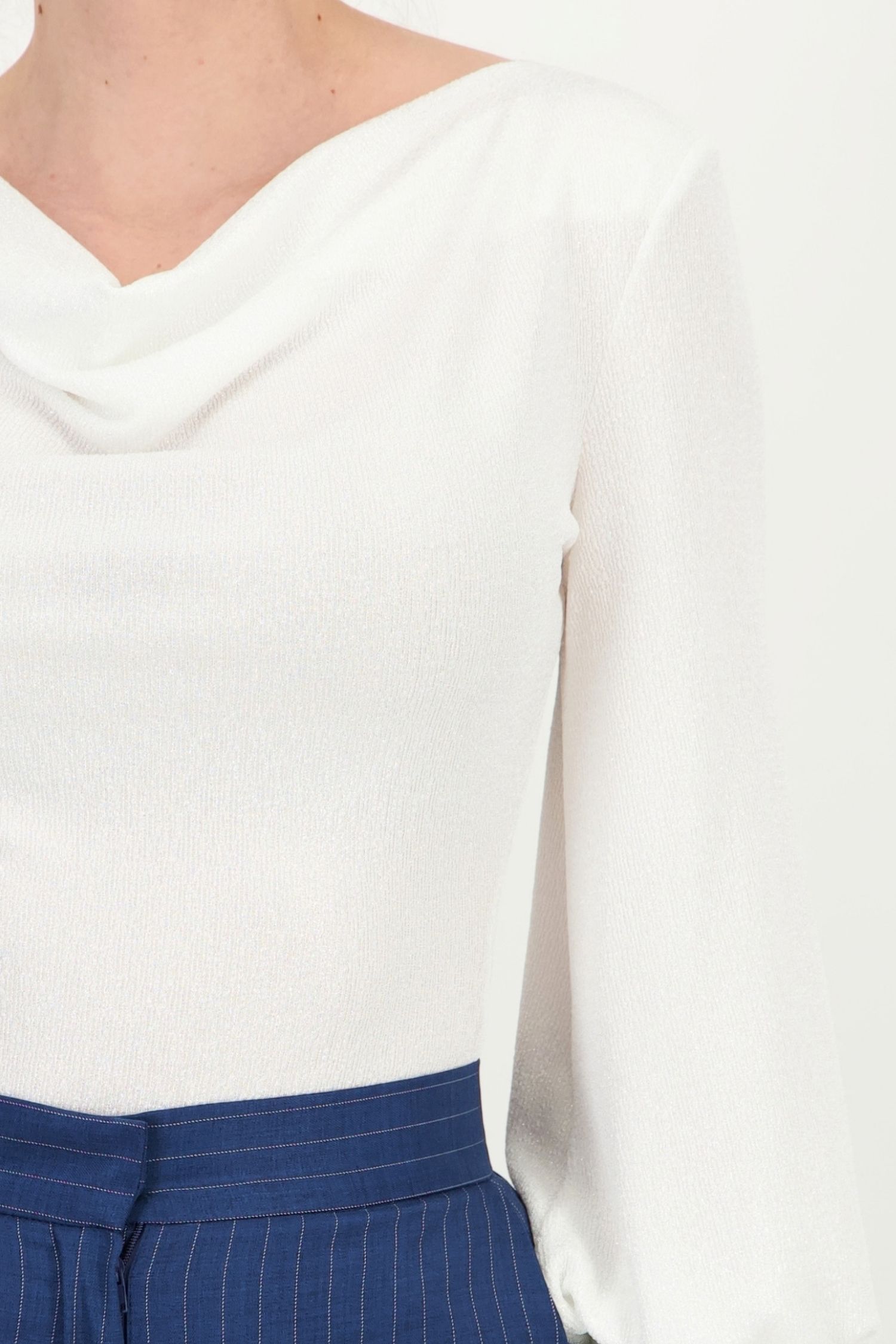 Bluza ivoire maneca lunga din lurex mulat 6 - StarShinerS.ro