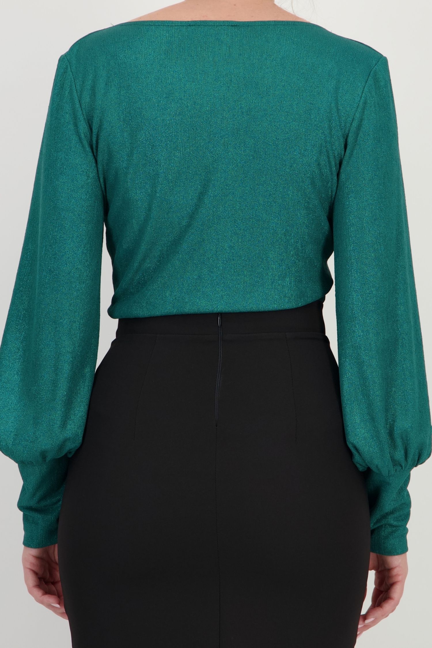 Bluza verde petrol maneca lunga din lurex mulat 5 - StarShinerS.ro