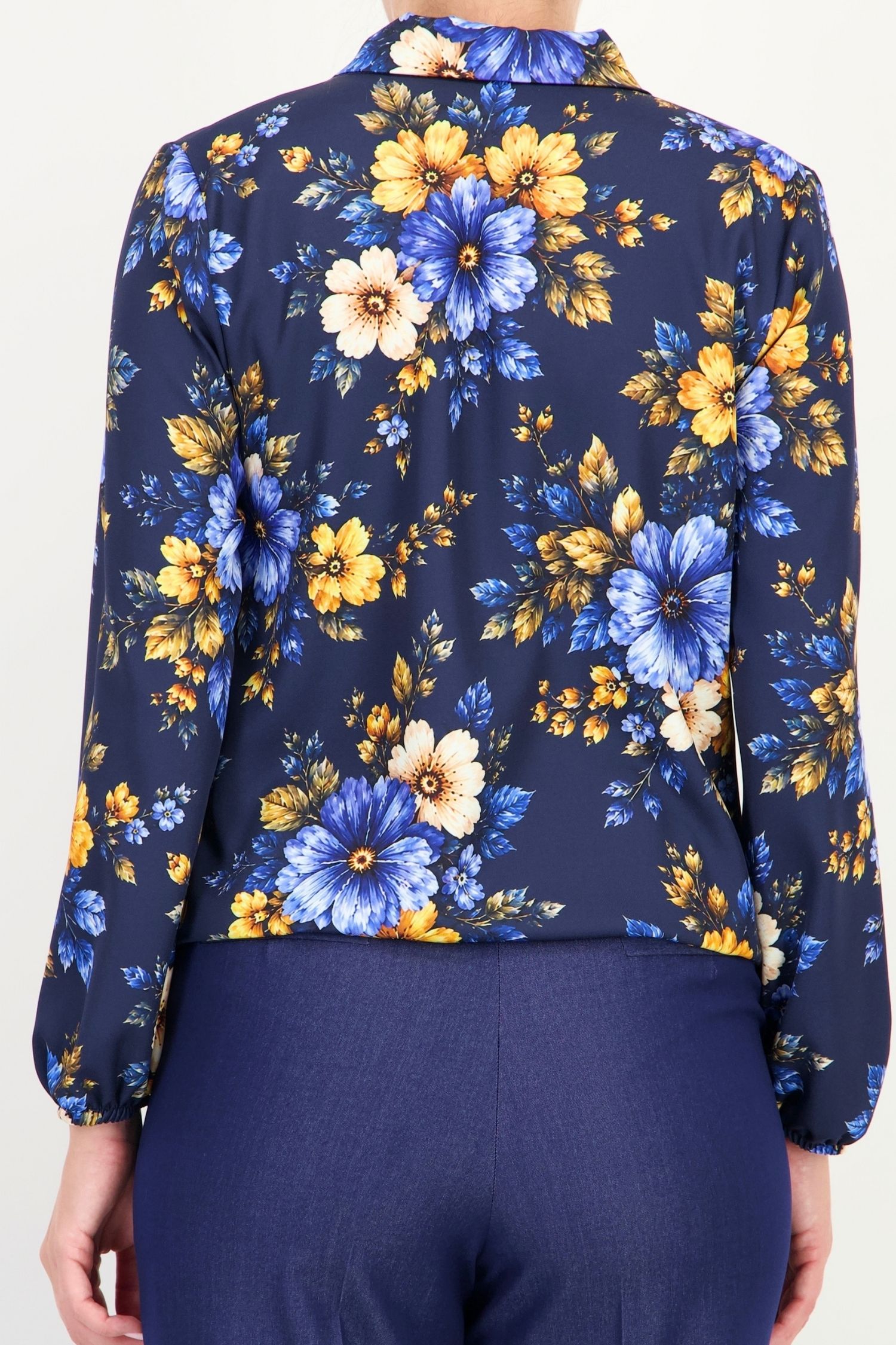 Bluza bleumarin floral din viscoza larg 5 - StarShinerS.ro