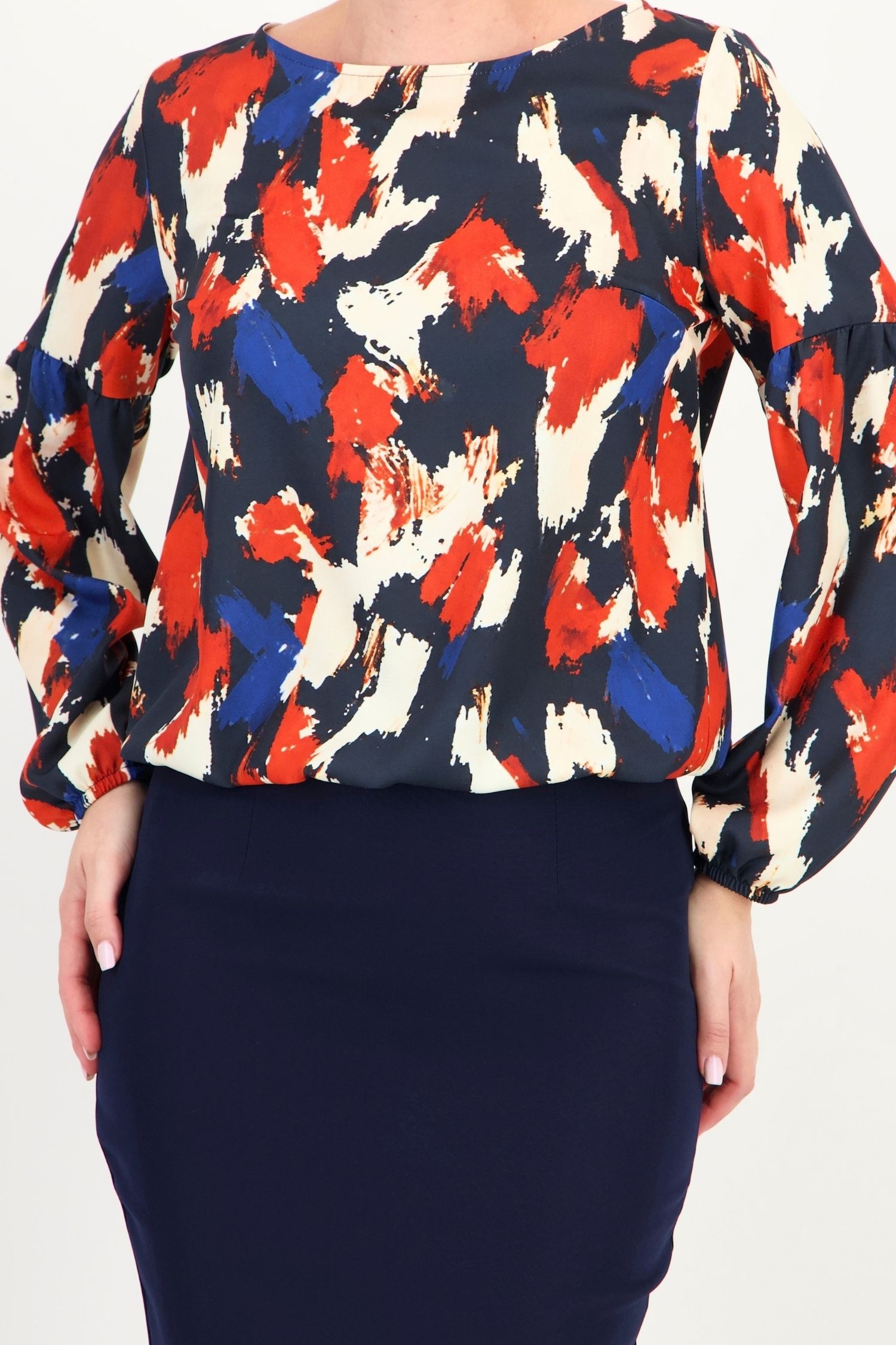 Bluza caramizie abstract din viscoza larg 3 - StarShinerS.ro