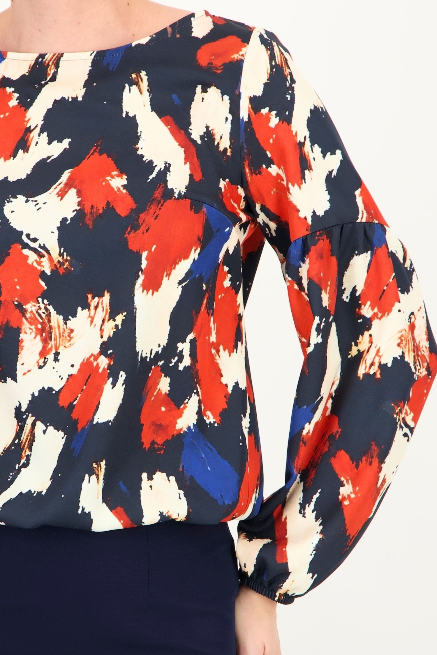 Bluza caramizie abstract din viscoza larg 5 - StarShinerS.ro