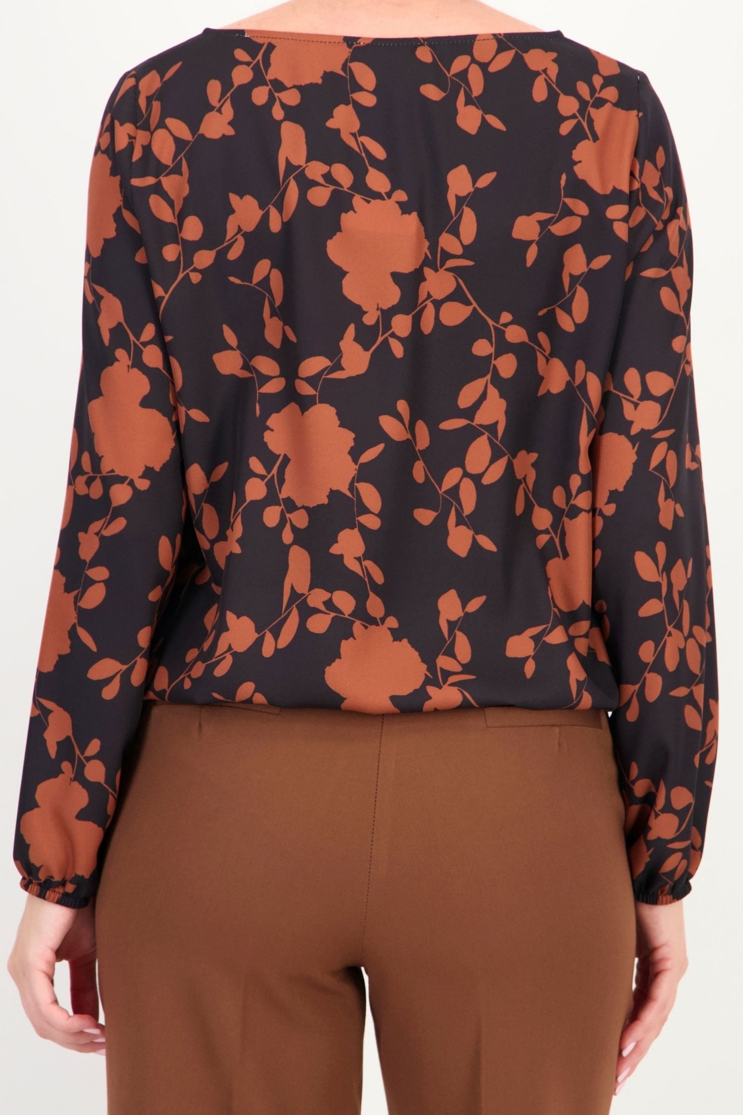 Bluza maro floral din viscoza larg 4 - StarShinerS.ro