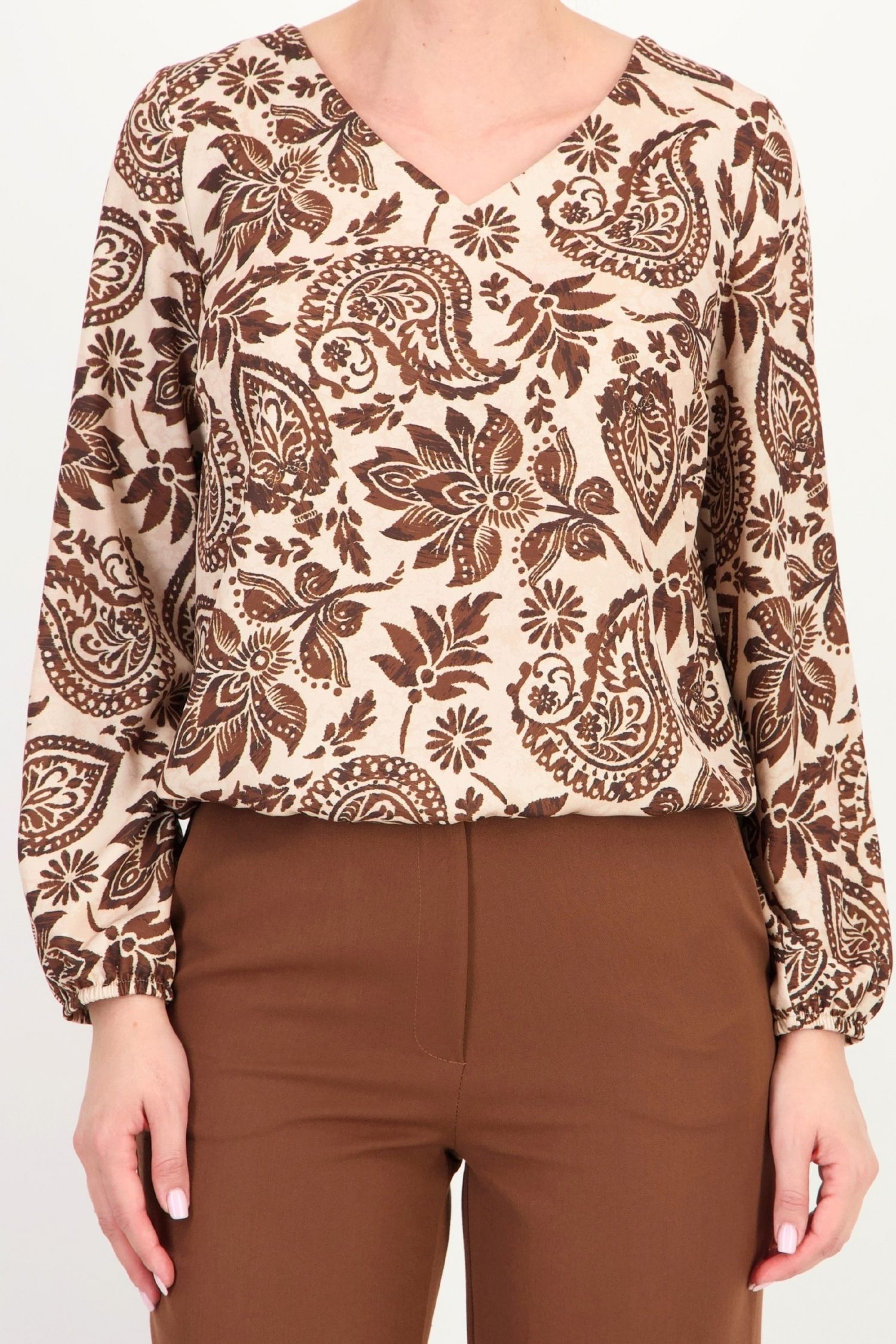 Bluza bej abstract din viscoza larg 3 - StarShinerS.ro