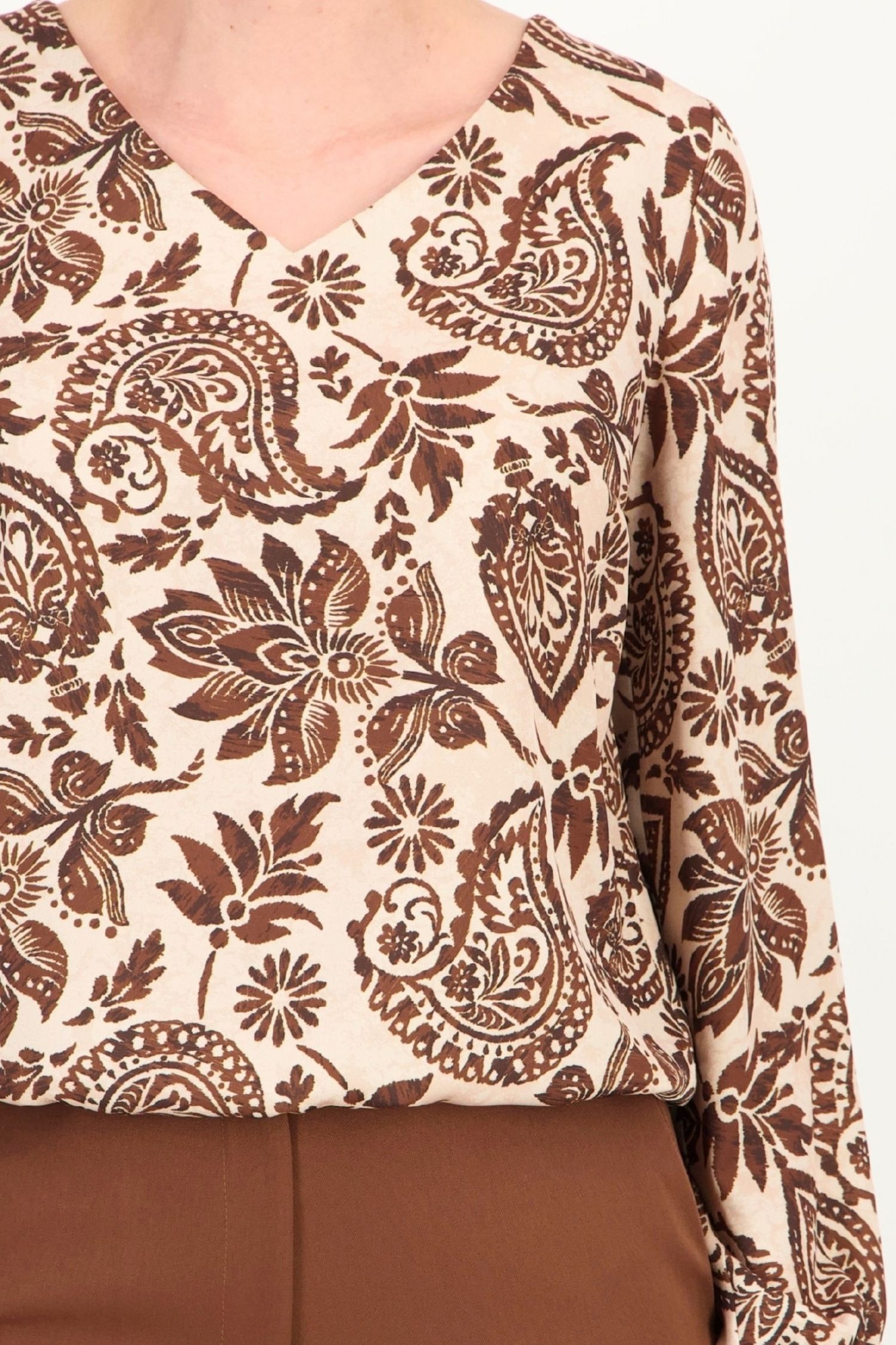 Bluza bej abstract din viscoza larg 5 - StarShinerS.ro