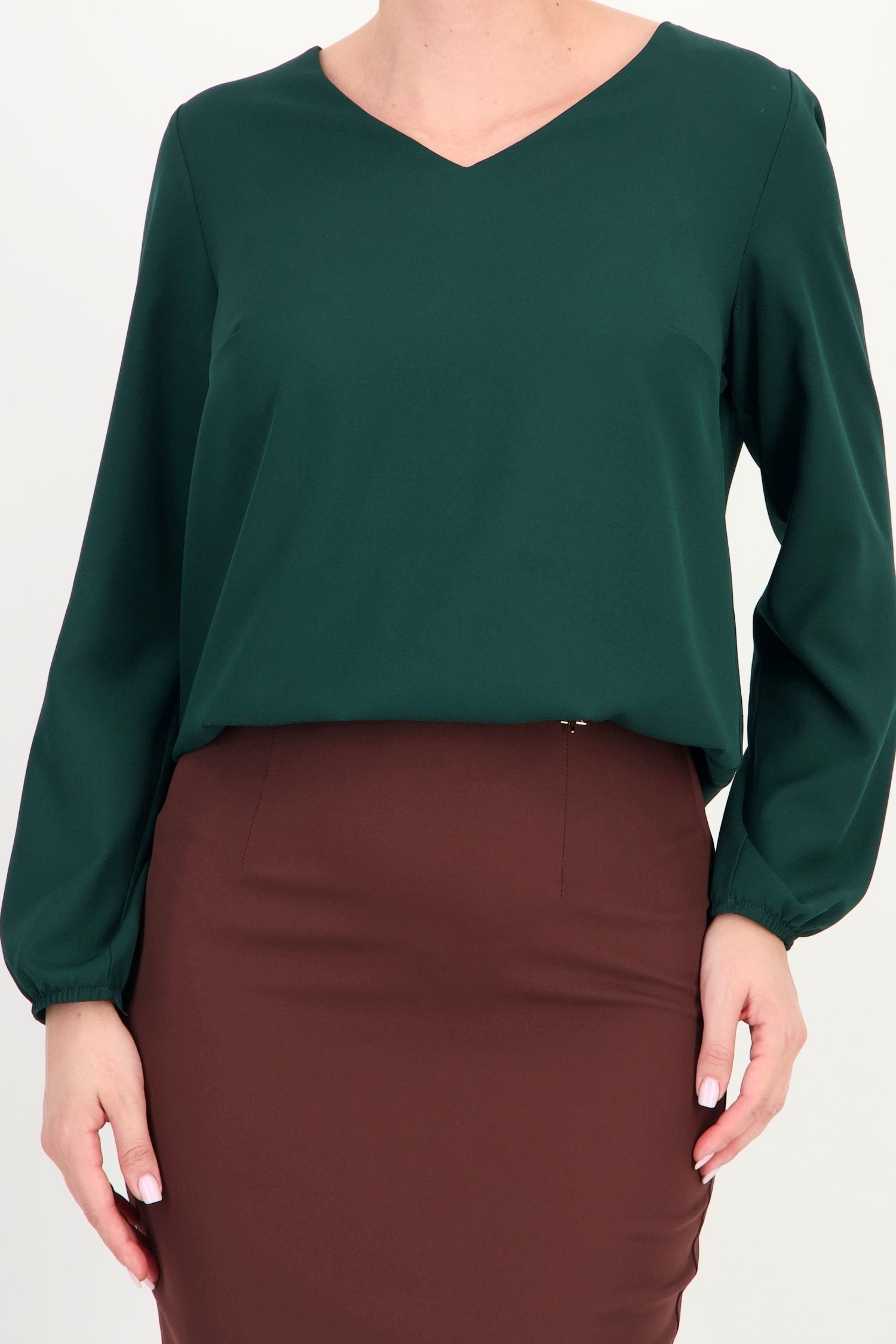 Bluza larga verde-inchis maneca lunga din viscoza 3 - StarShinerS.ro