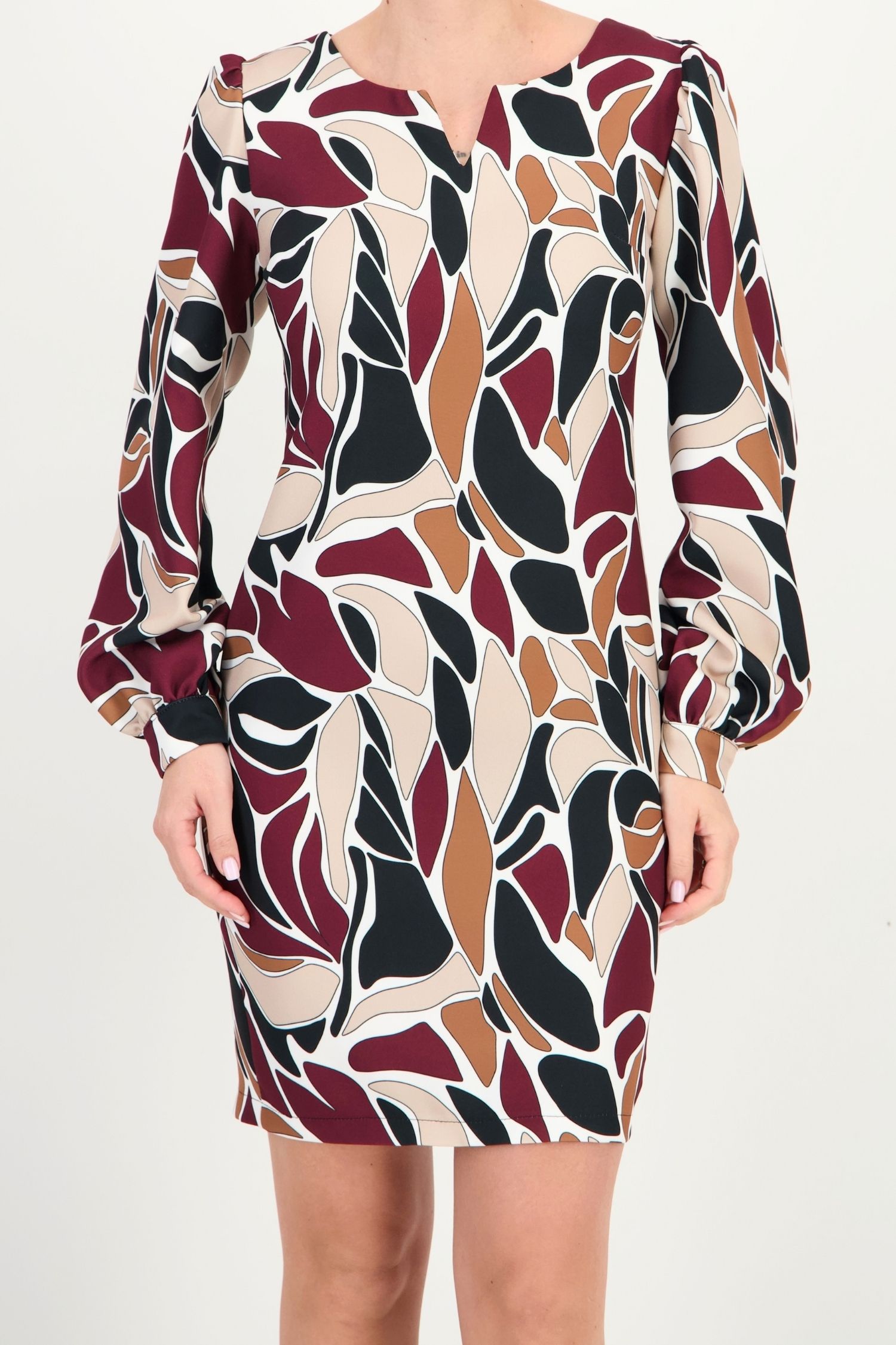 Rochie visinie abstract din stofa elastica scurt drept 3 - StarShinerS.ro