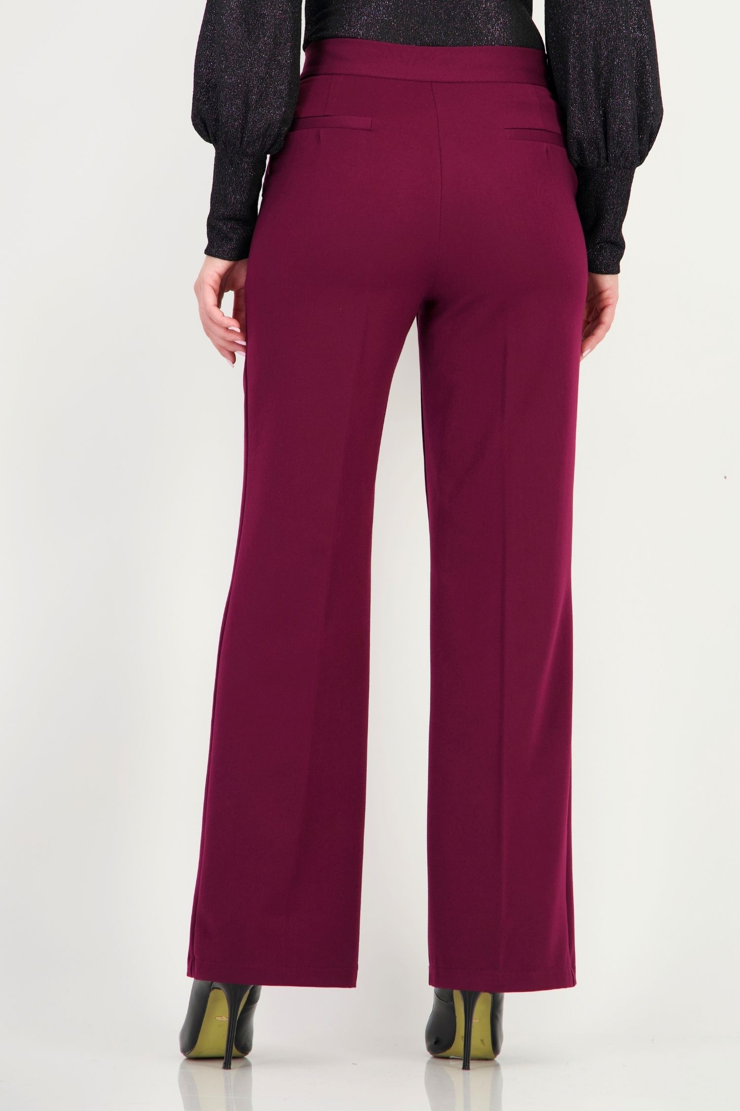 Pantaloni visiniu din stofa elastica si viscoza lung drept 3 - StarShinerS.ro