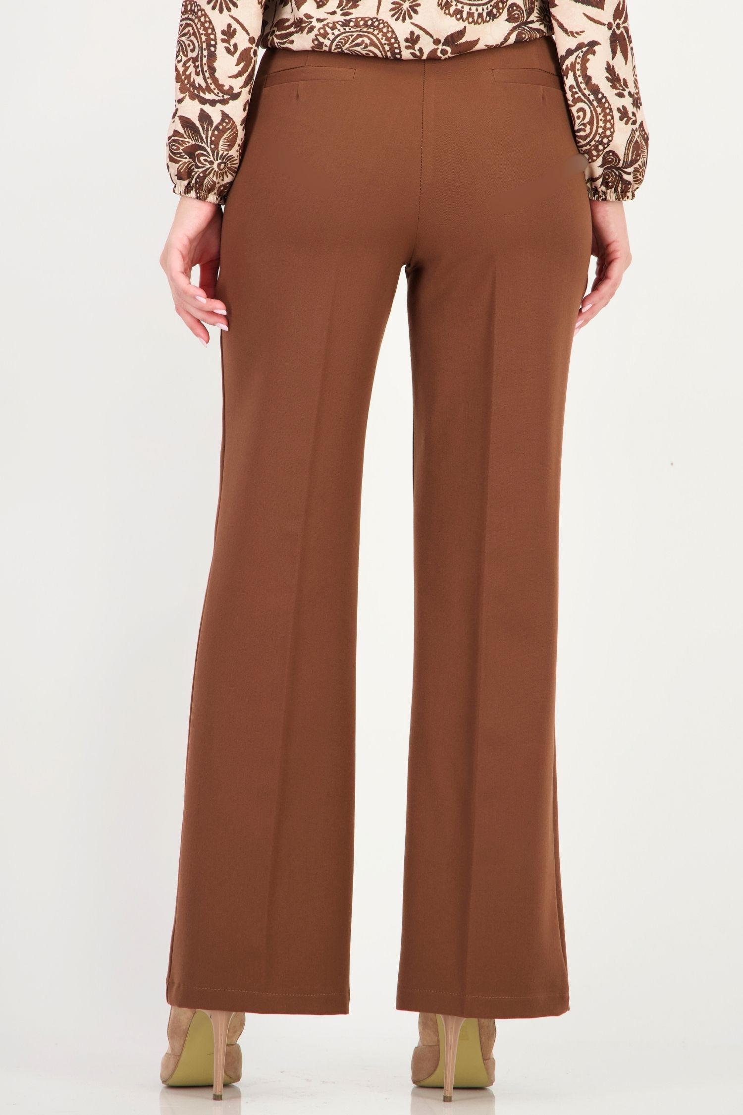 Pantaloni maro din stofa elastica si viscoza lung drept 5 - StarShinerS.ro