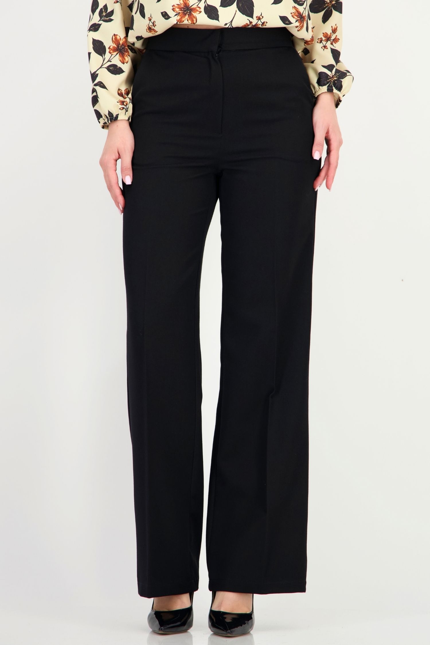 Pantaloni negru din stofa elastica si viscoza lung drept 3 - StarShinerS.ro