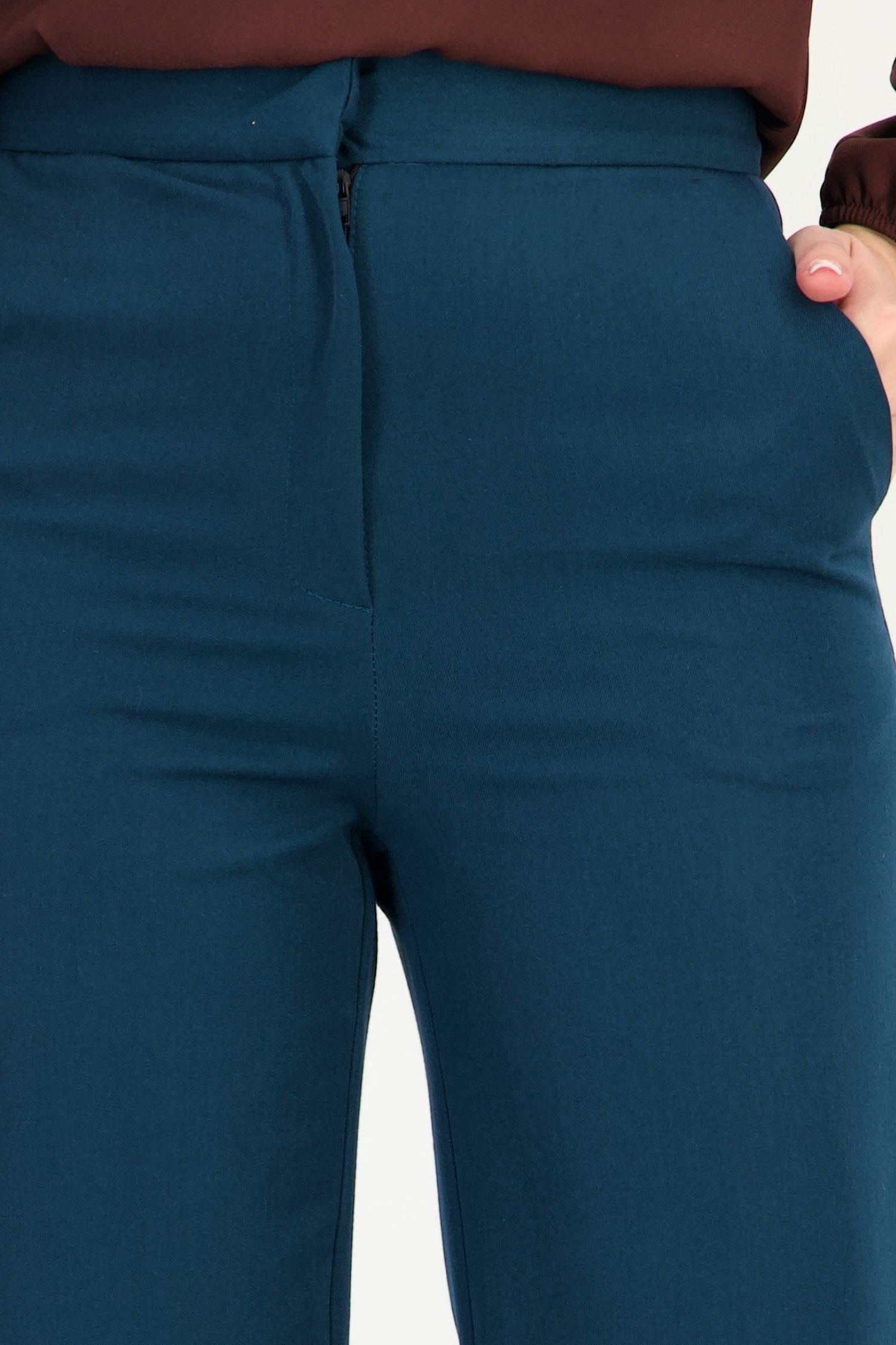 Pantaloni verde petrol din stofa elastica si viscoza lung 6 - StarShinerS.ro