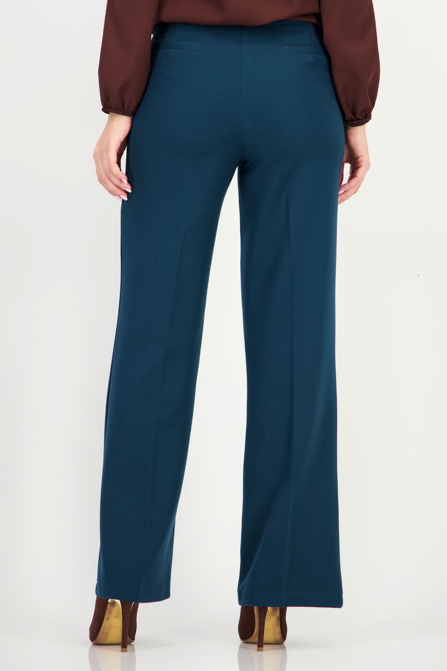 Pantaloni verde petrol din stofa elastica si viscoza lung 5 - StarShinerS.ro