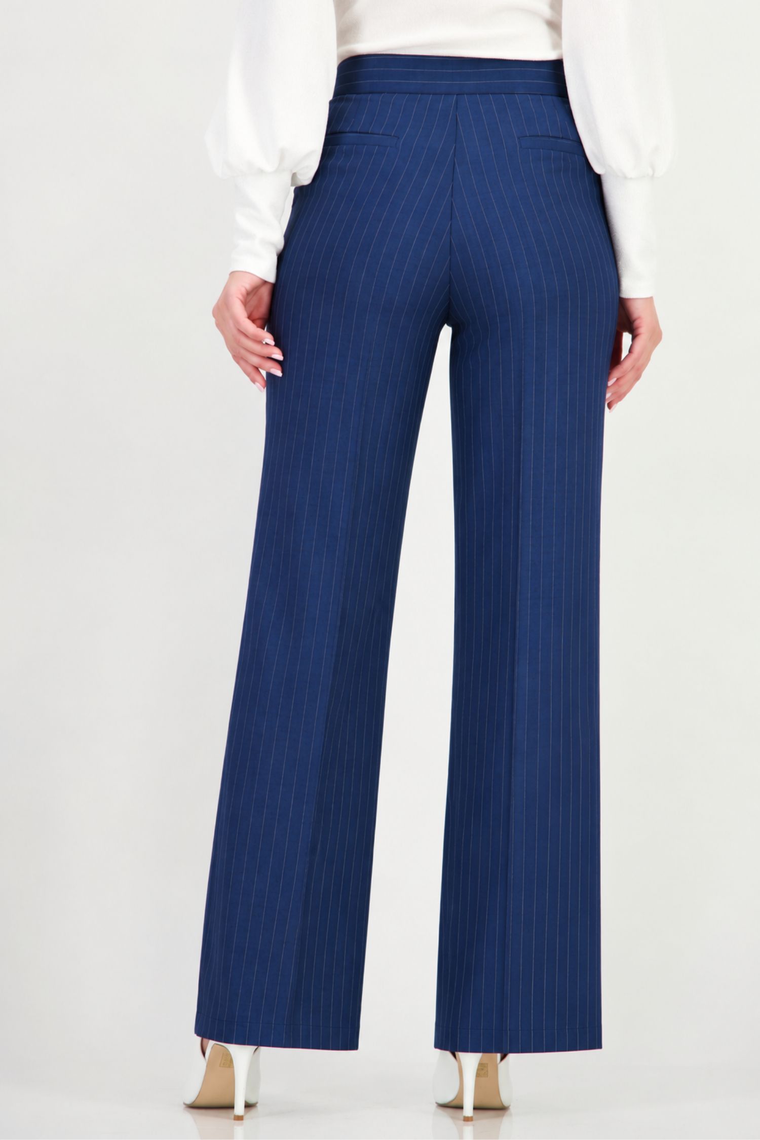 Pantaloni drepti bleumarin lungi dungi din stofa elastica 5 - StarShinerS.ro