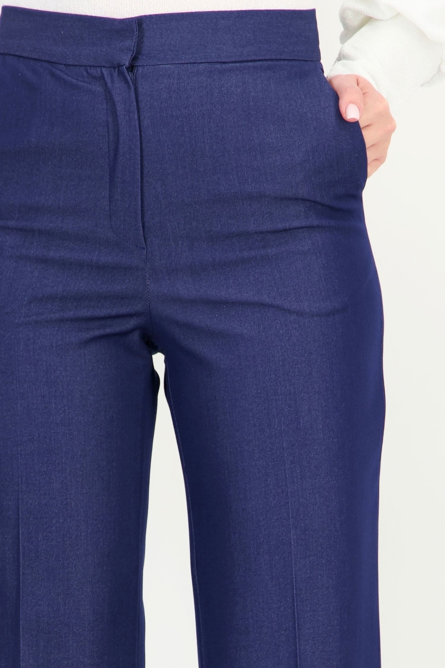 Pantaloni bleumarin din stofa elastica lung drept 6 - StarShinerS.ro