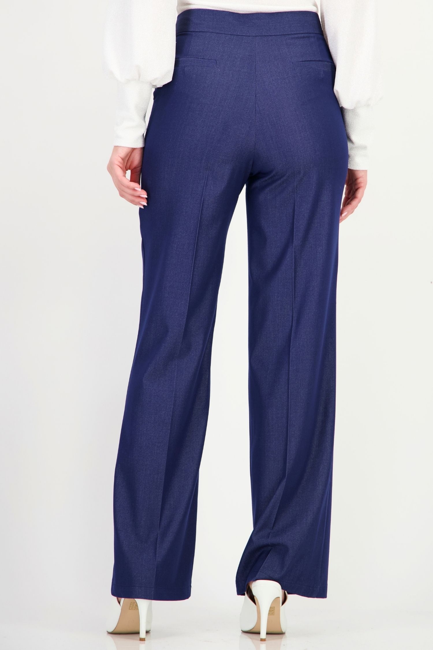 Pantaloni bleumarin din stofa elastica lung drept 5 - StarShinerS.ro