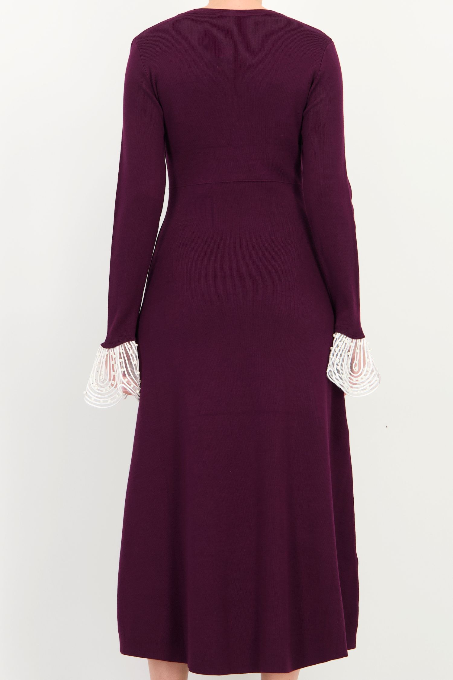 Rochie mov midi, cu croi în A, din tricot fin 5 - StarShinerS.ro