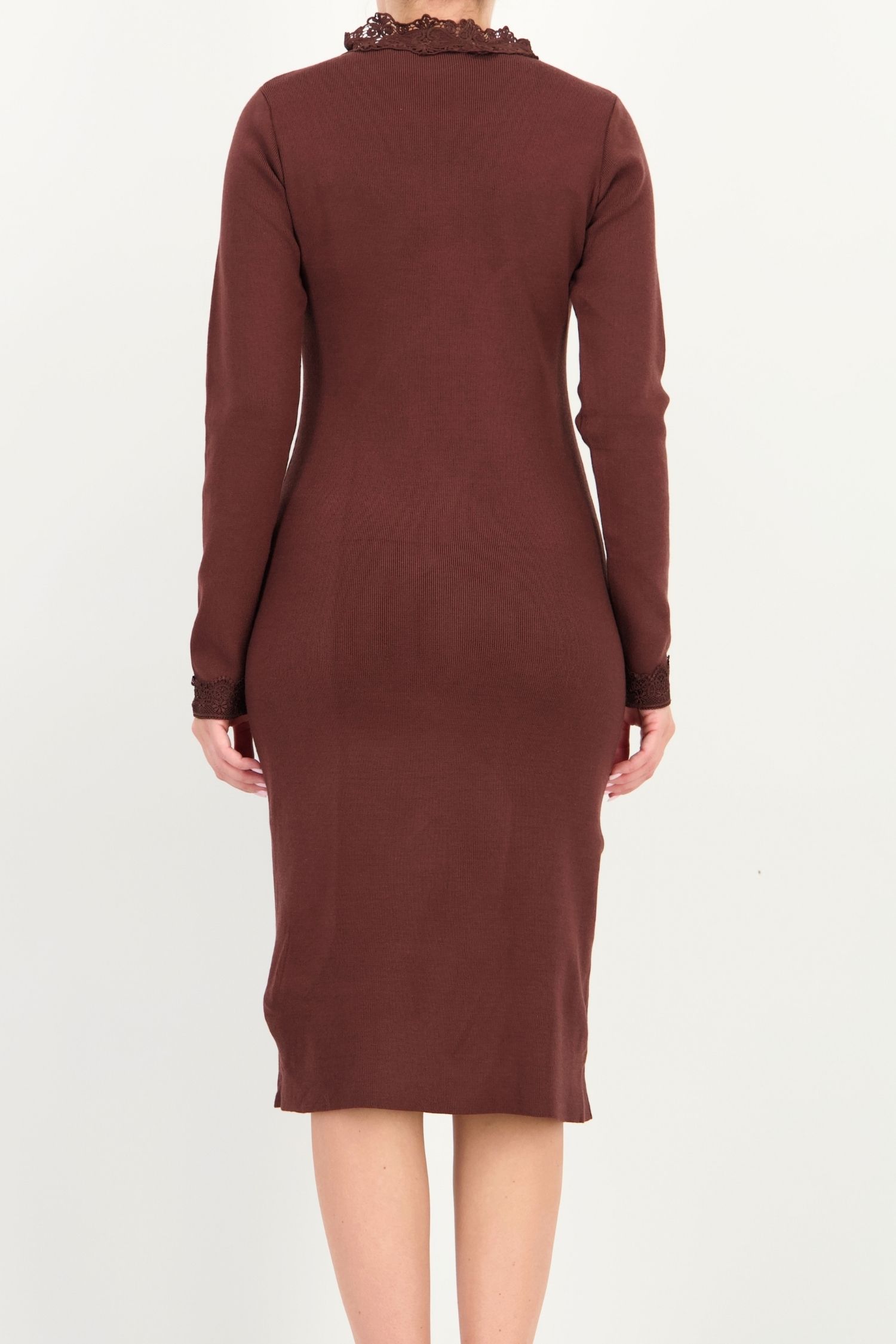 Rochie tip creion maro midi maneca lunga din viscoza 5 - StarShinerS.ro