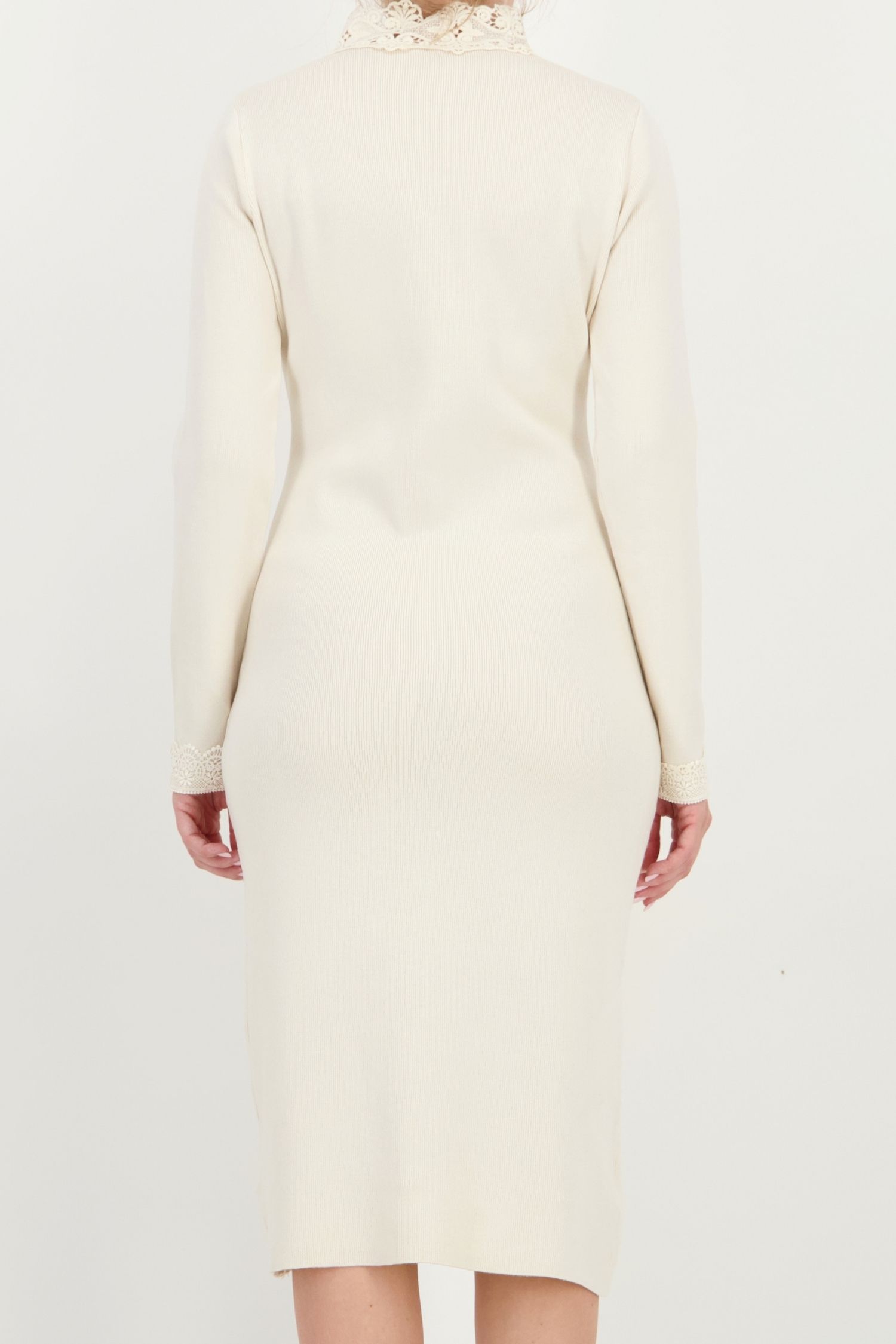 Rochie tip creion bej midi maneca lunga din viscoza 5 - StarShinerS.ro