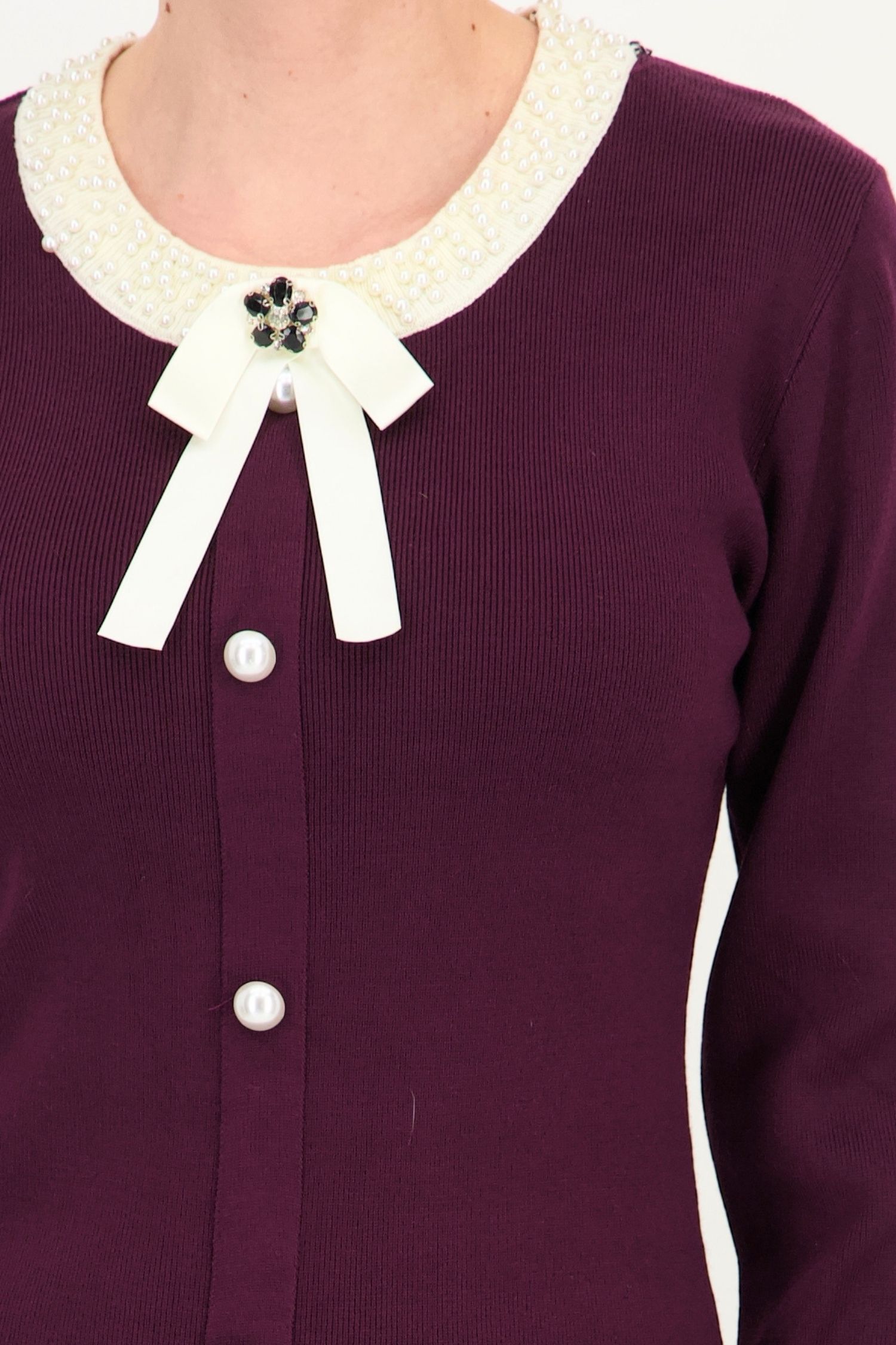 Rochie mov scurtă, cu croi în A, din tricot fin 3 - StarShinerS.ro