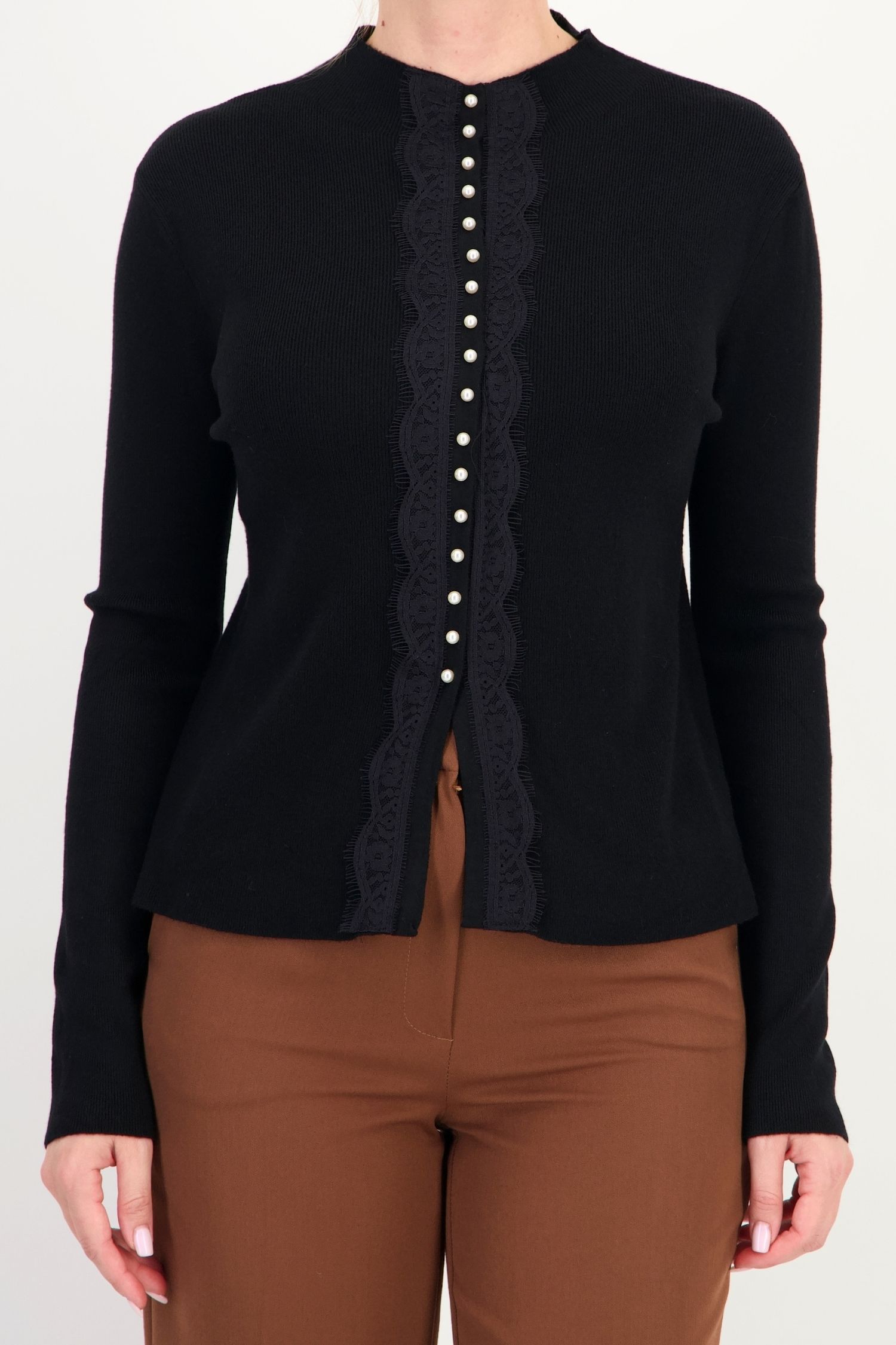Pulover mulat negru perle din viscoza 4 - StarShinerS.ro