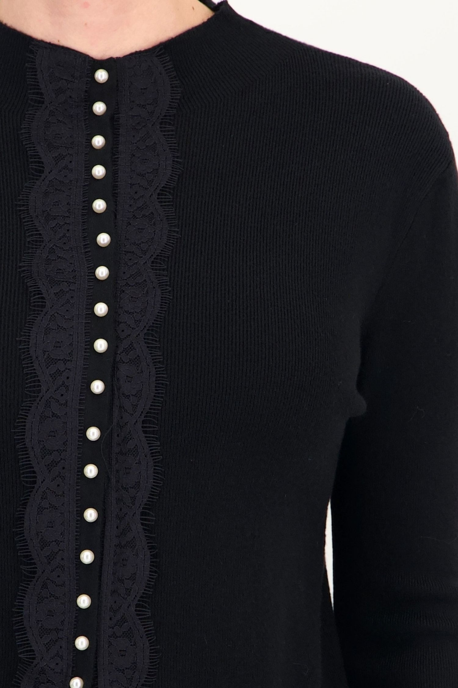 Pulover mulat negru perle din viscoza 3 - StarShinerS.ro