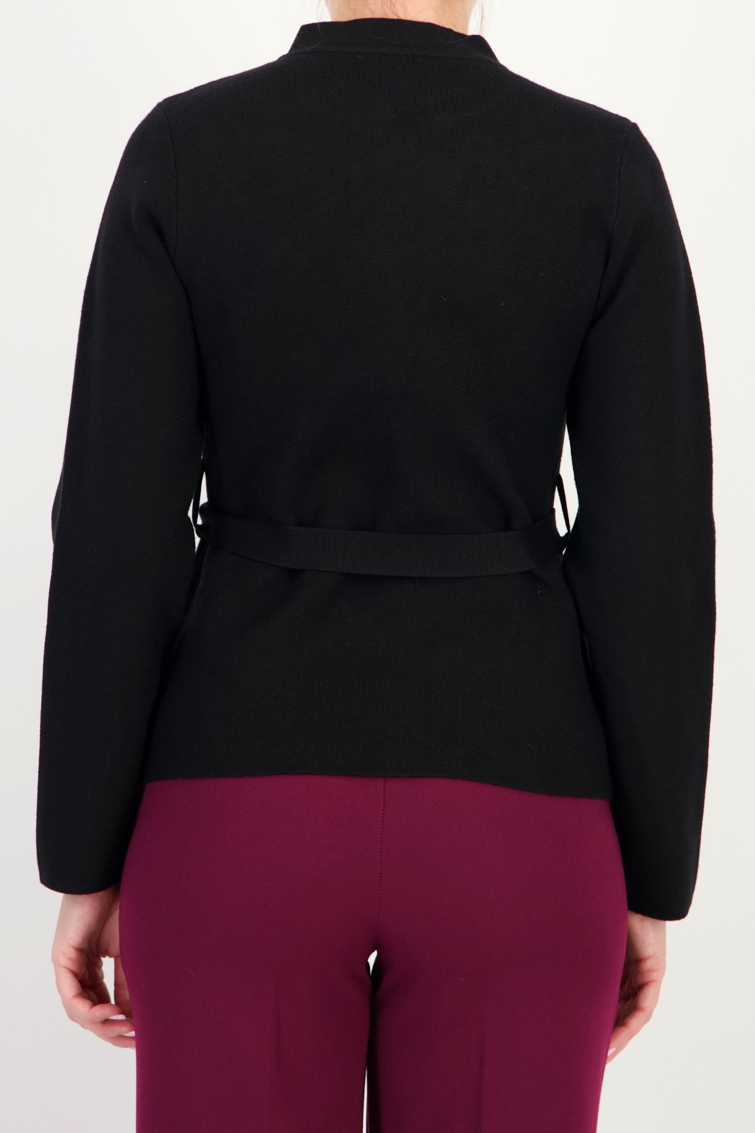 Pulover negru larg din tricot cu viscoză, cu cordon 4 - StarShinerS.ro