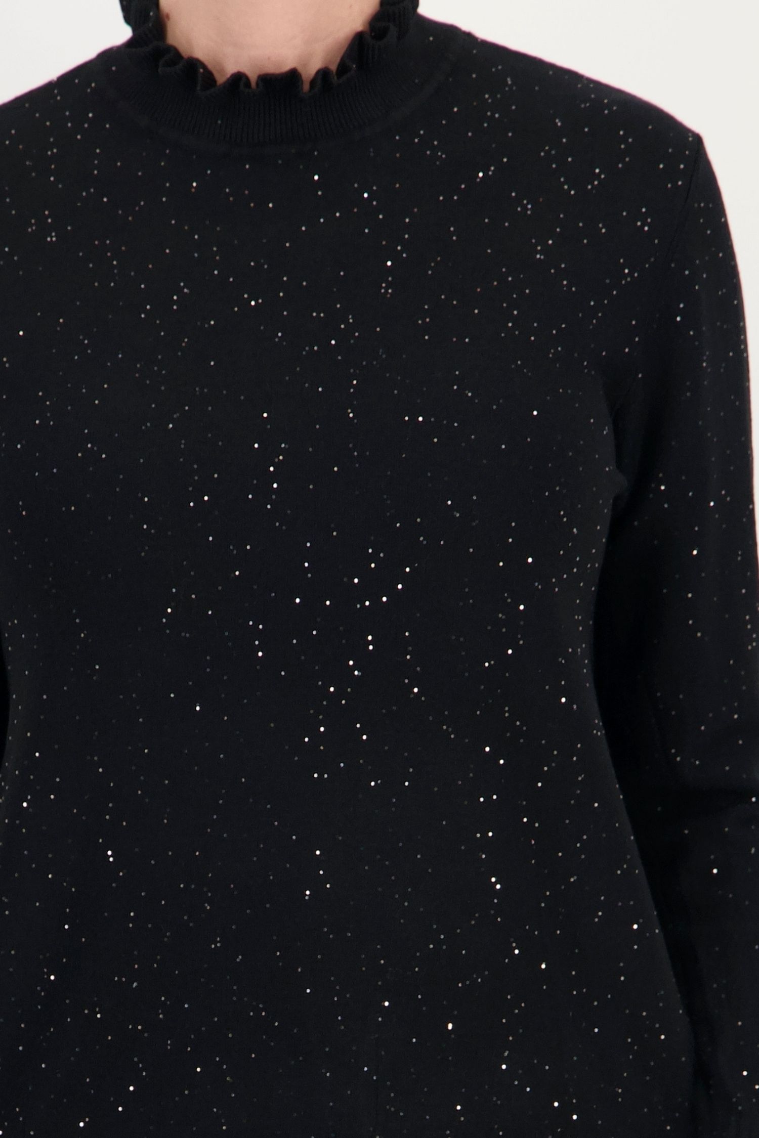 Pulover negru larg din tricot fin 3 - StarShinerS.ro