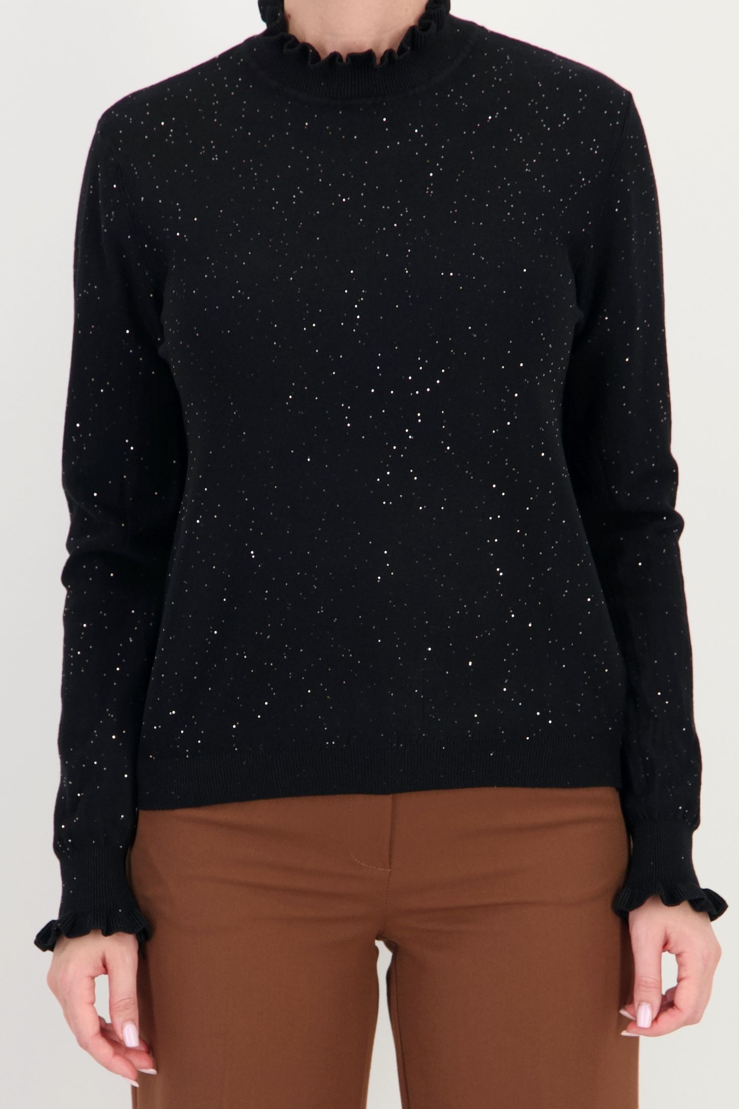 Pulover negru larg din tricot fin 4 - StarShinerS.ro