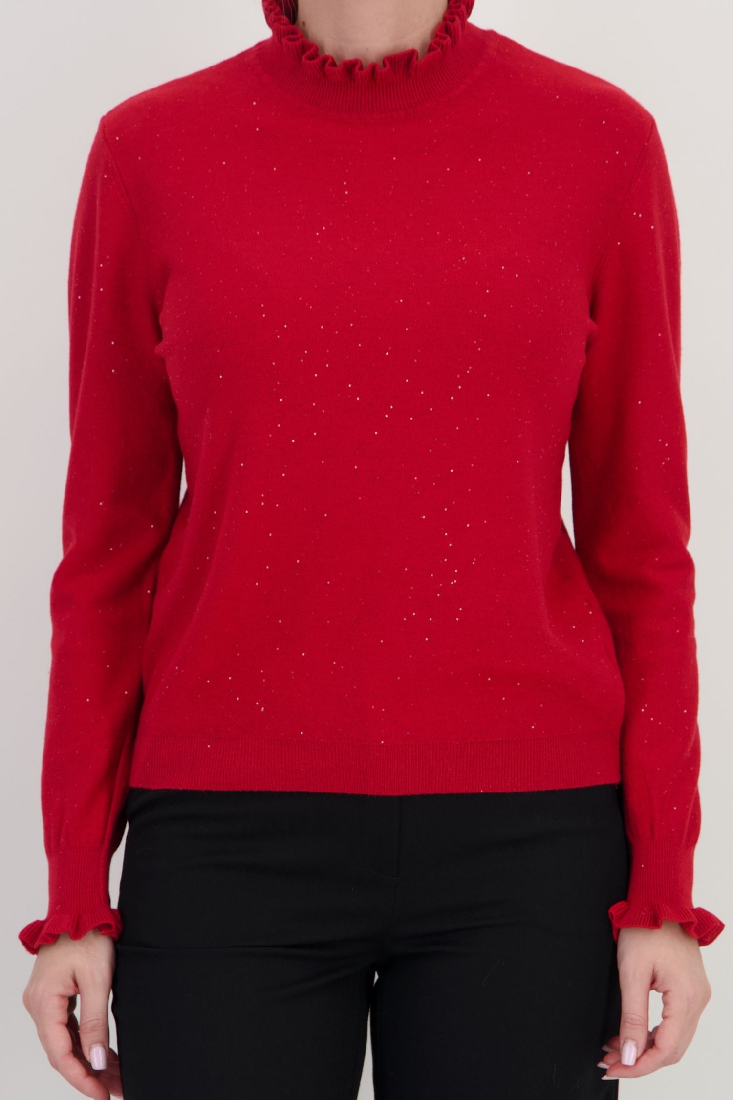 Pulover roșu larg din tricot fin 4 - StarShinerS.ro
