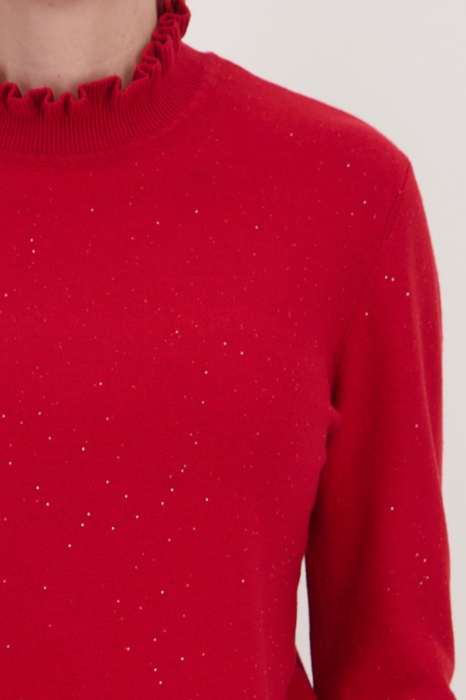 Pulover roșu larg din tricot fin 3 - StarShinerS.ro