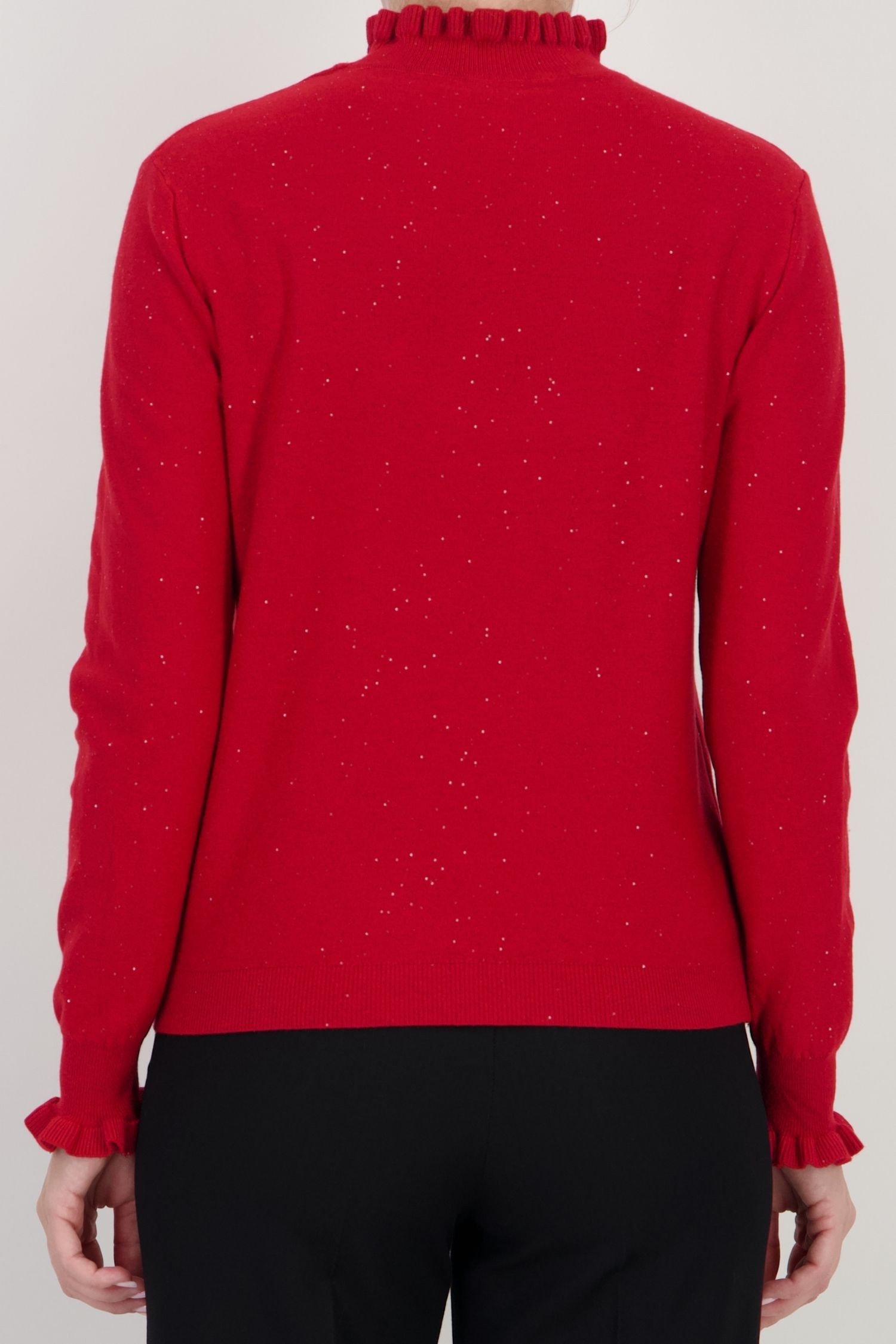 Pulover roșu larg din tricot fin 5 - StarShinerS.ro