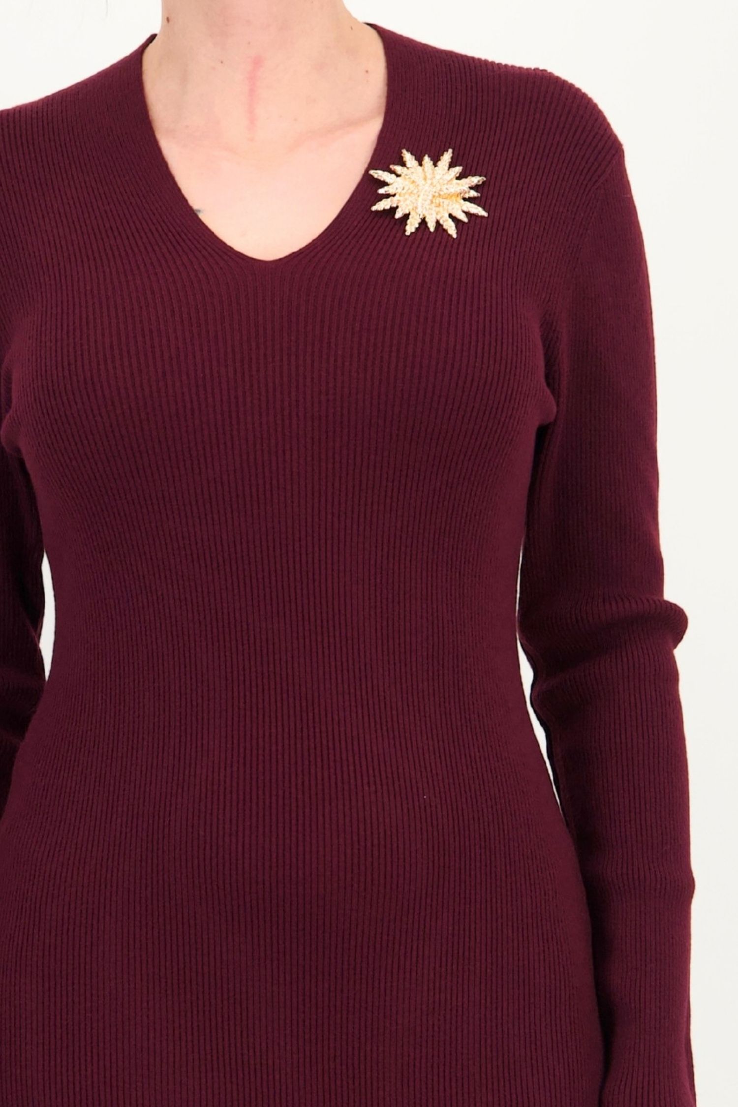 Rochie tip creion visinie midi maneca lunga din tricot 5 - StarShinerS.ro