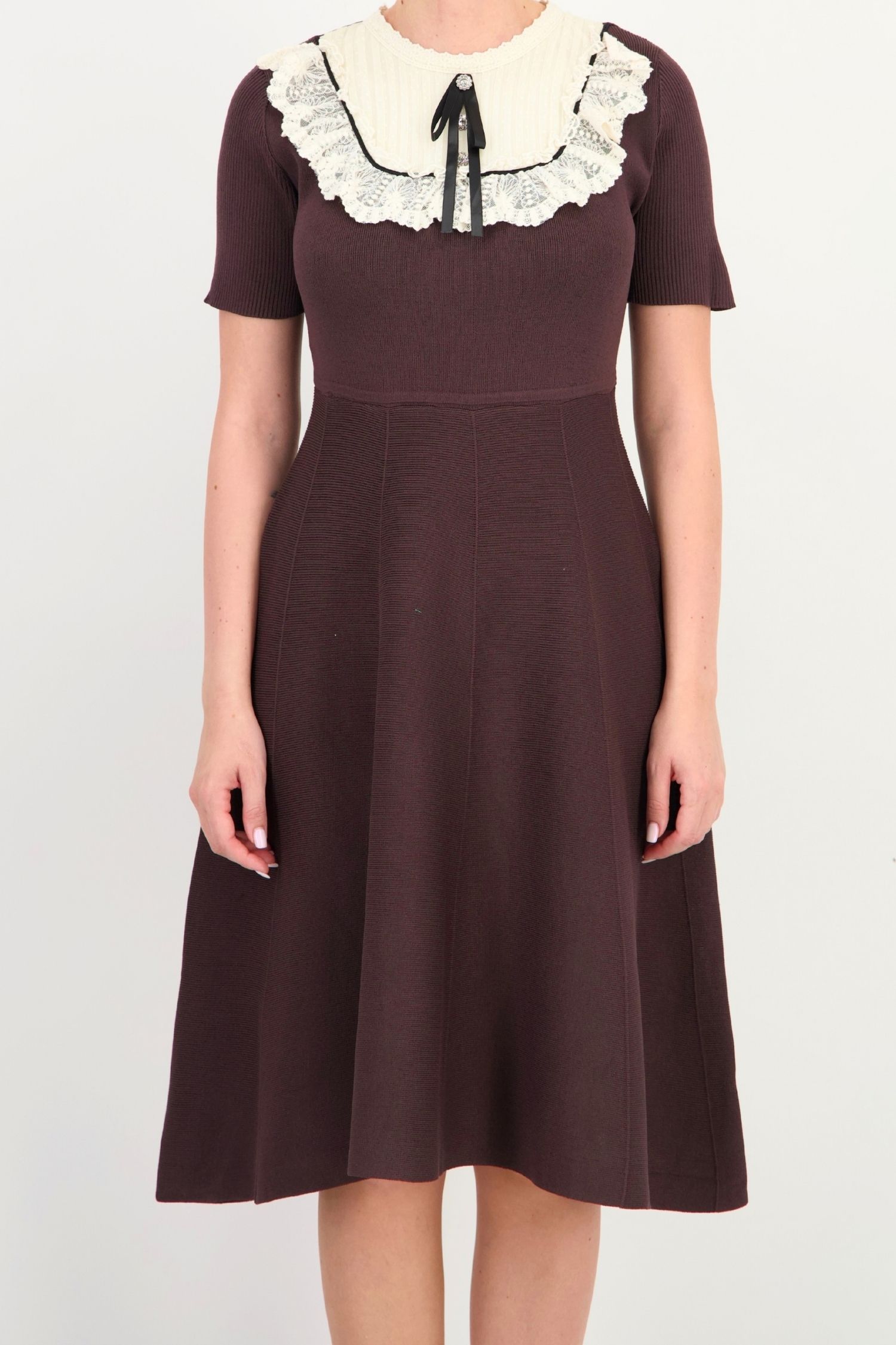 Rochie clos maro midi maneca scurta din viscoza 4 - StarShinerS.ro