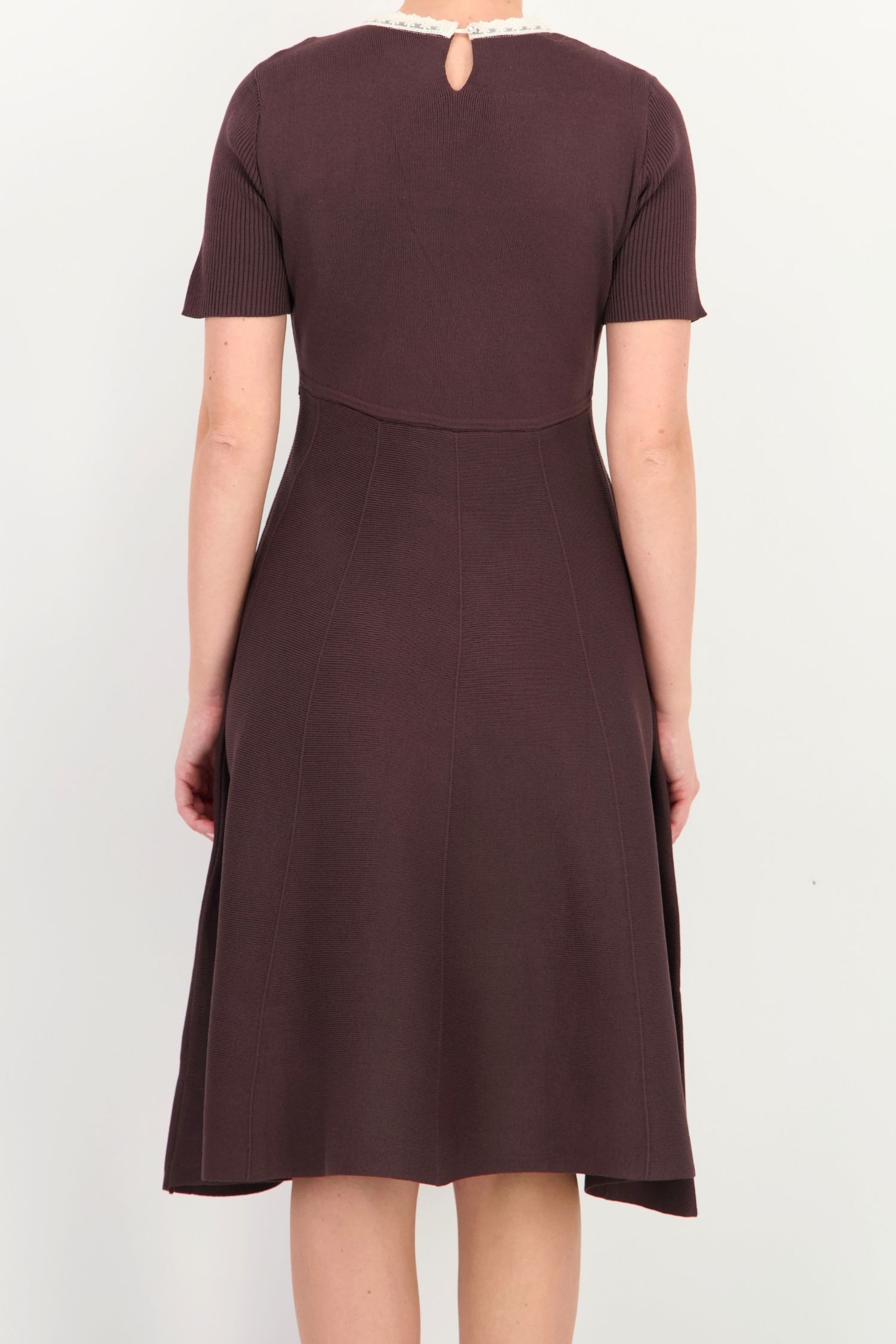 Rochie clos maro midi maneca scurta din viscoza 5 - StarShinerS.ro