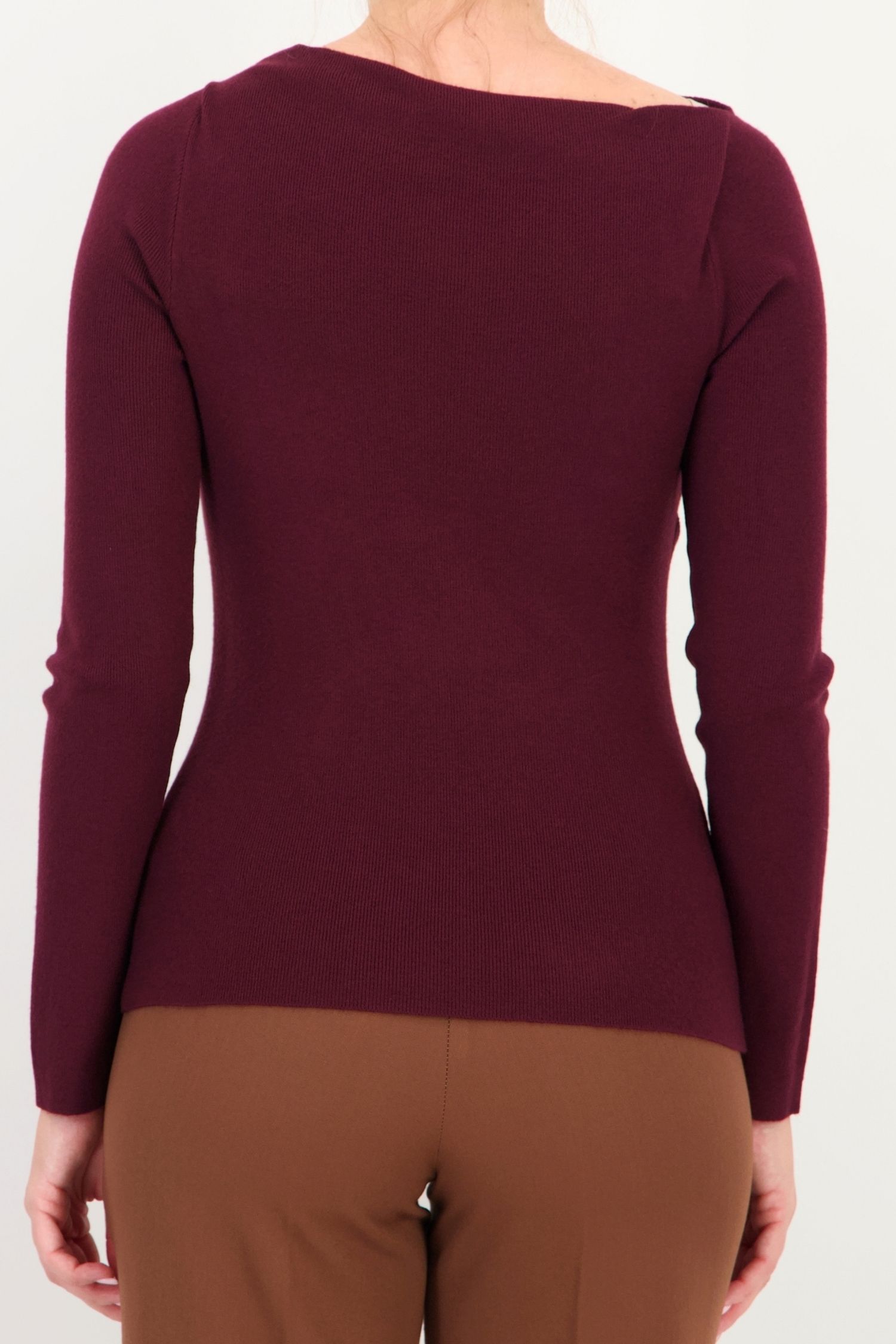 Pulover mulat visiniu decolteu cazut din tricot 5 - StarShinerS.ro